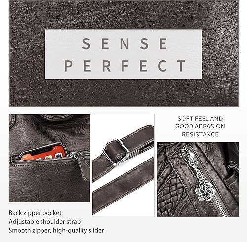 Miniatura 5 de Carteras y bolsos de mano para mujeres, bolso tote de moda, bolsos de hombro con asa superior, carteras tipo satchel de cuero sintético lavado