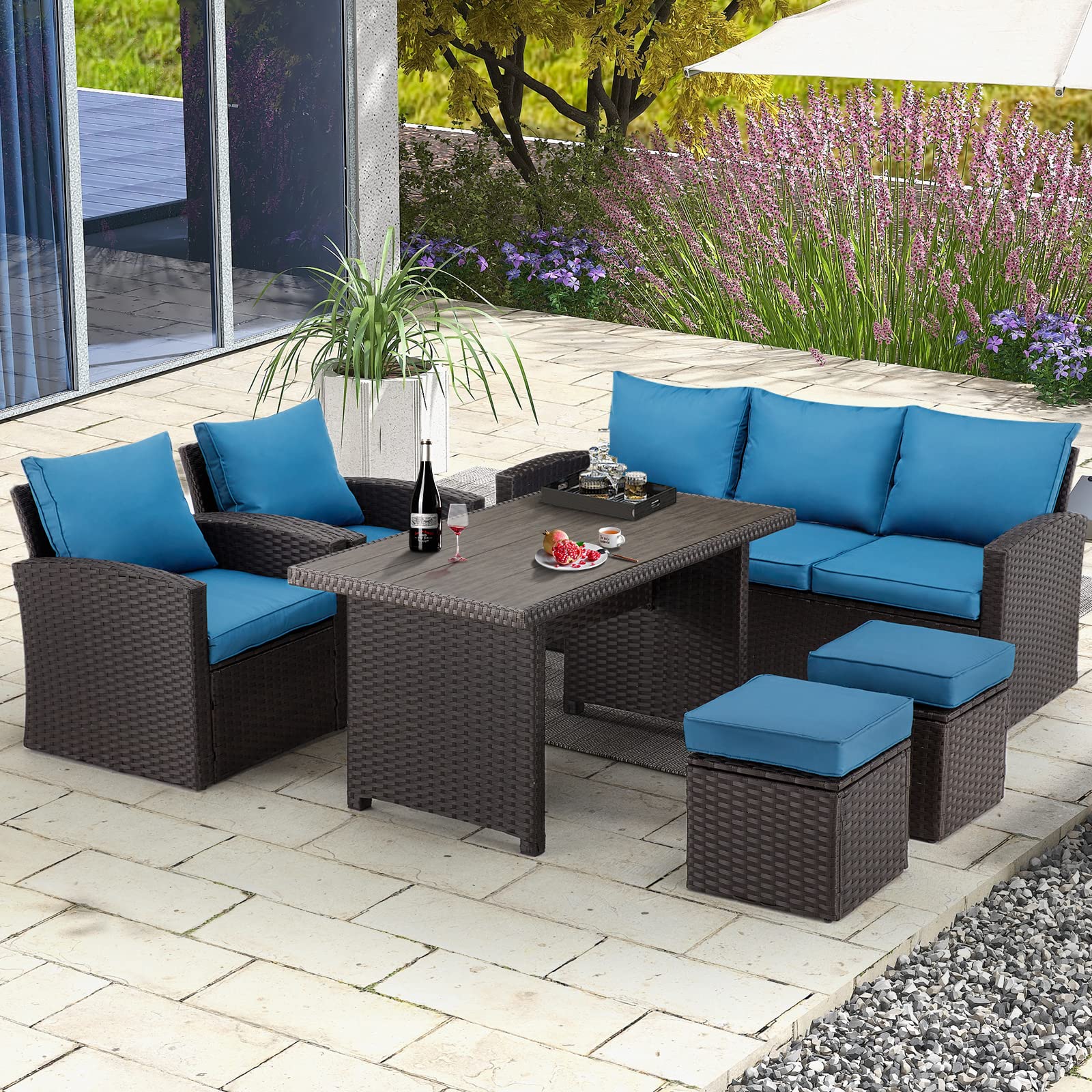 Buy HOMREST 6 Pieces Patio Furniture Sets Clearance, Patio Dining Sofa