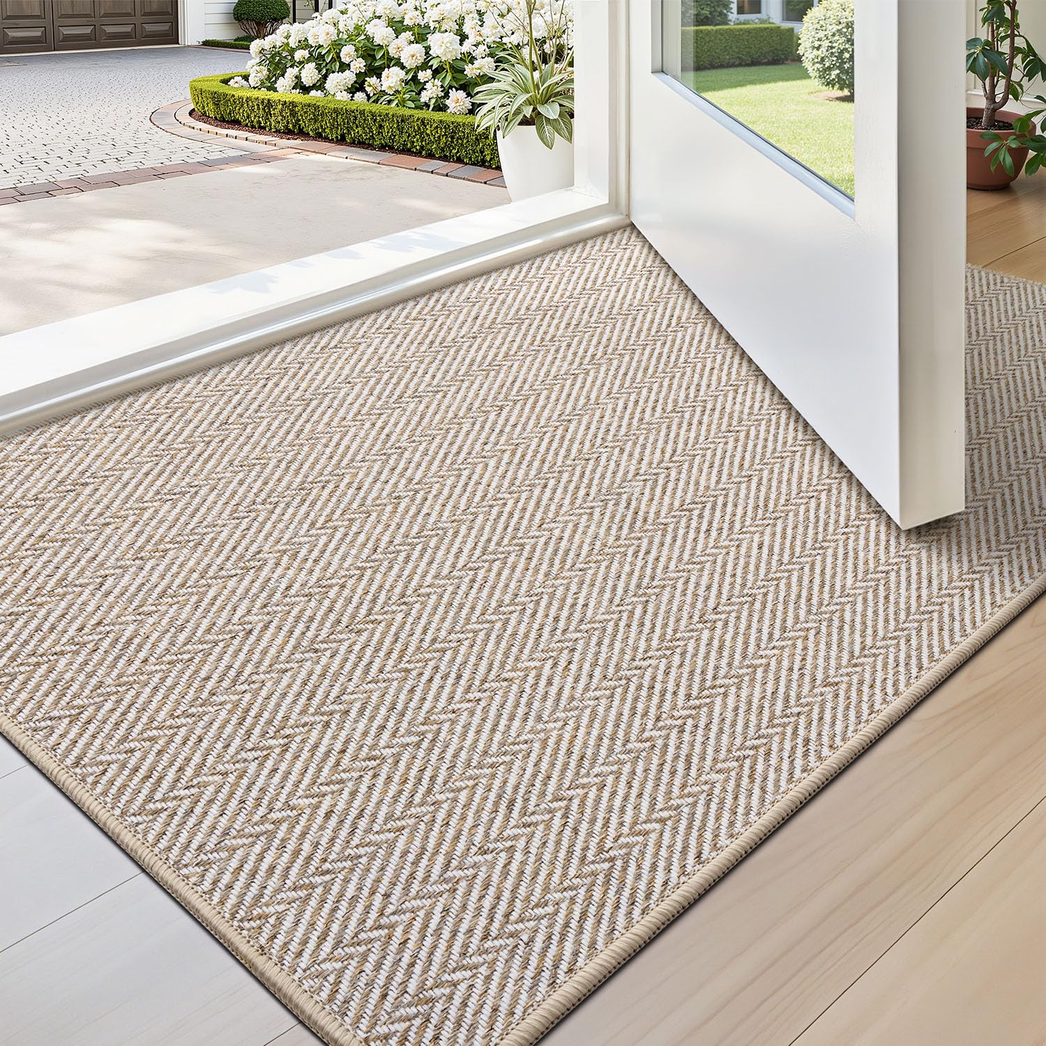 LUMI Ultra Thin Indoor Door Mat 43 x 80 cm, Entrance Doormat, Beige