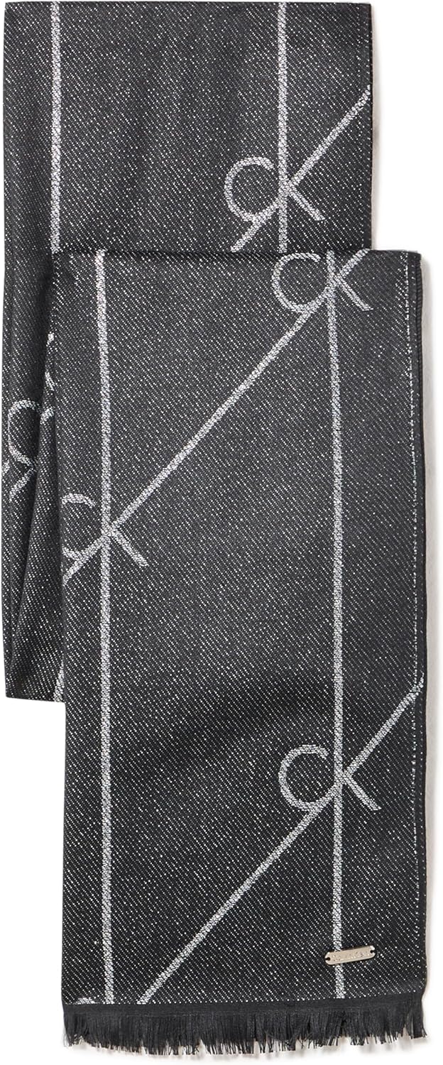 Calvin Klein womens Metallic Diagonal Ck Logo Scarf - Image 2