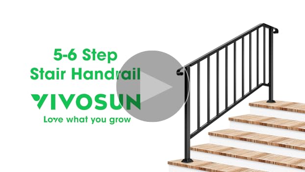 Outdoor Handrail, 4 Step Stair Handrail, Outdoor Stair Railing Fits 3 To 4 Steps, Wrought Iron Handrail For Concrete Steps, Porch Steps, Easy Assembly, Black - View #2