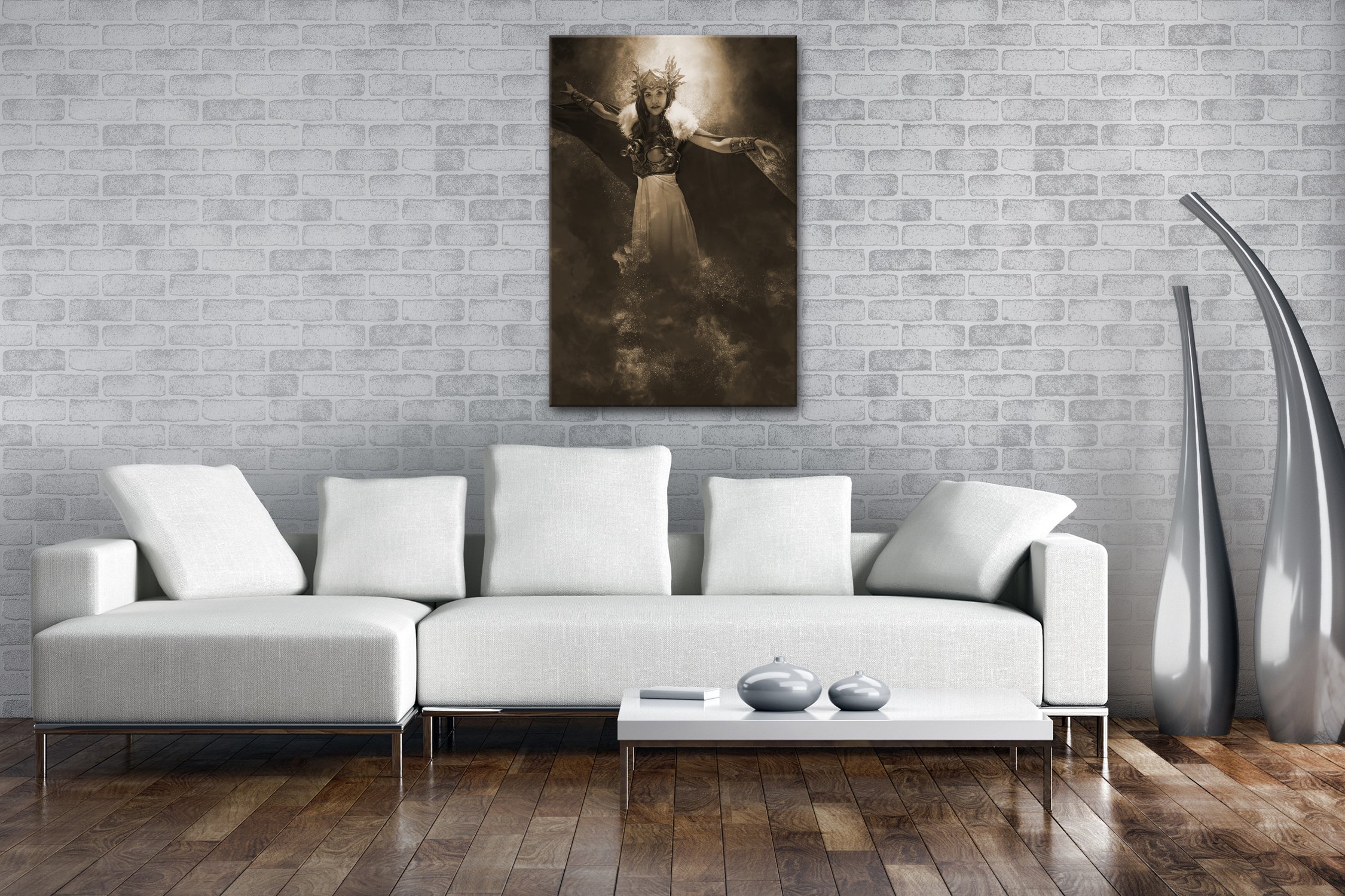 deyoli Formato gigante 120 x 80 effetto: seppia come tela, motivo già incorniciato su telaio in vero legno, stampa digitale di alta qualità con cornice, nessun poster o poster