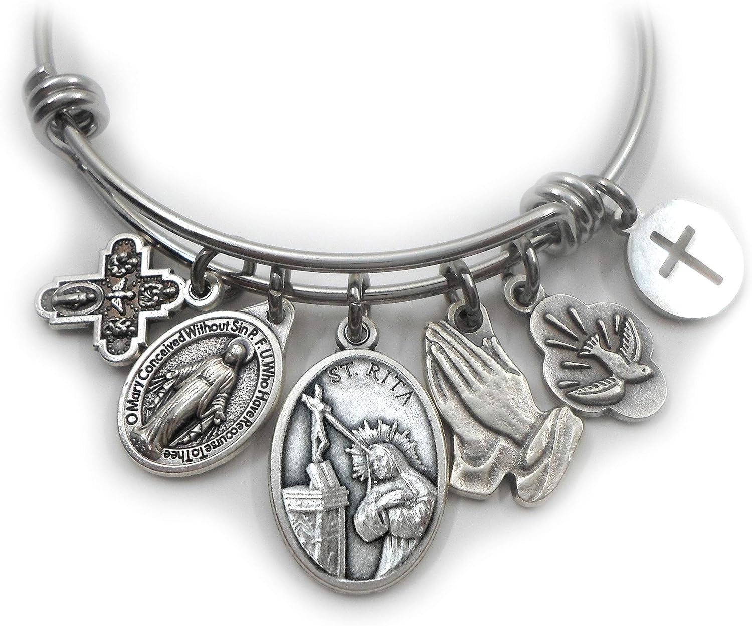St. Rita of Cascia Bangle Bracelet, Patron Saint of Desperate Situations
