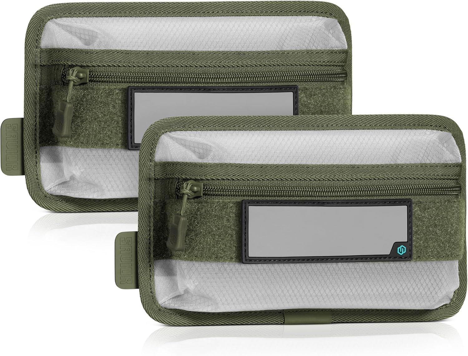 Savior Equipment Core Tactical Mesh Zipper Pouch, 9" x 5" Modular EDC Tool Organizer w/Writable ID Patches, Range Gear Utility Storage Pocket w/Hook Backing, Dump Pouch with Handle, 2-Pack