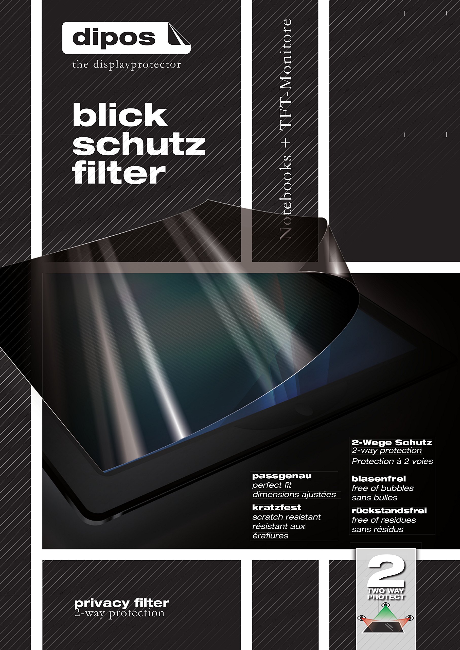 dipos Protector de Pantalla Antiespía para Format 23.8 Zoll Wide 528x297 mm | Película protectora mate, filtro de privacidad 4 vías, ajuste perfecto, antiarañazos, sin burbujas, autoadhesivo