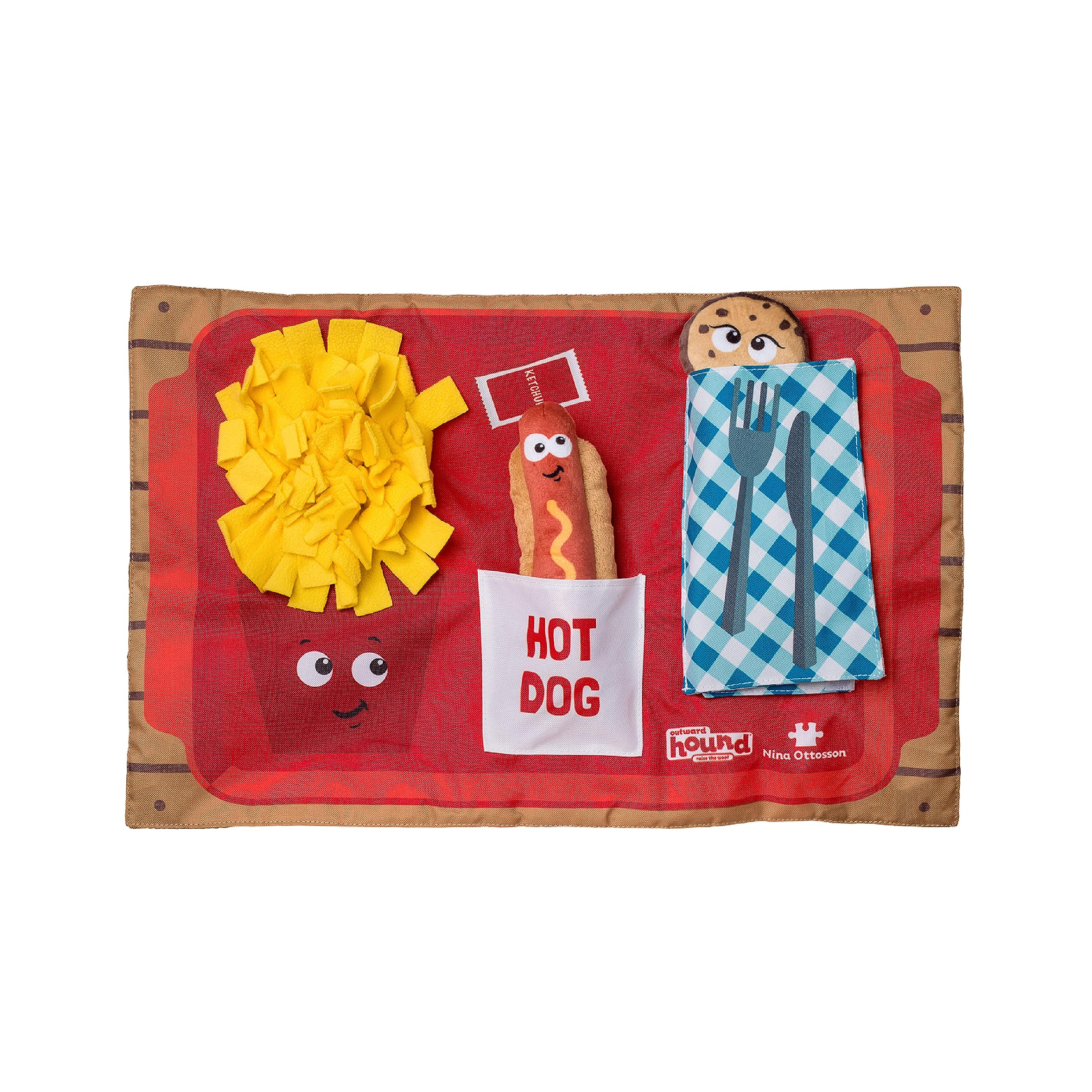Outward Hound Nina Ottosson Activity Matz Fast Food Fun Game Plush Dog Puzzle Mat