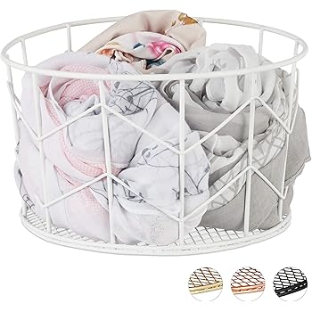 Relaxdays Drahtkorb Rund Vintage Design Aufbewahrung Kleidung Accessoires Deko Korb Metall 21 5 Cm Weiss Amazon De Kuche Haushalt