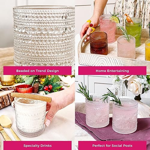 Miniatura 6 de Kate Aspen - Juego de 6 vasos transparentes con cuentas de hobnail (10 onzas), juego de cristalería vintage de Kate Aspen, juego de vasos de cóctel,