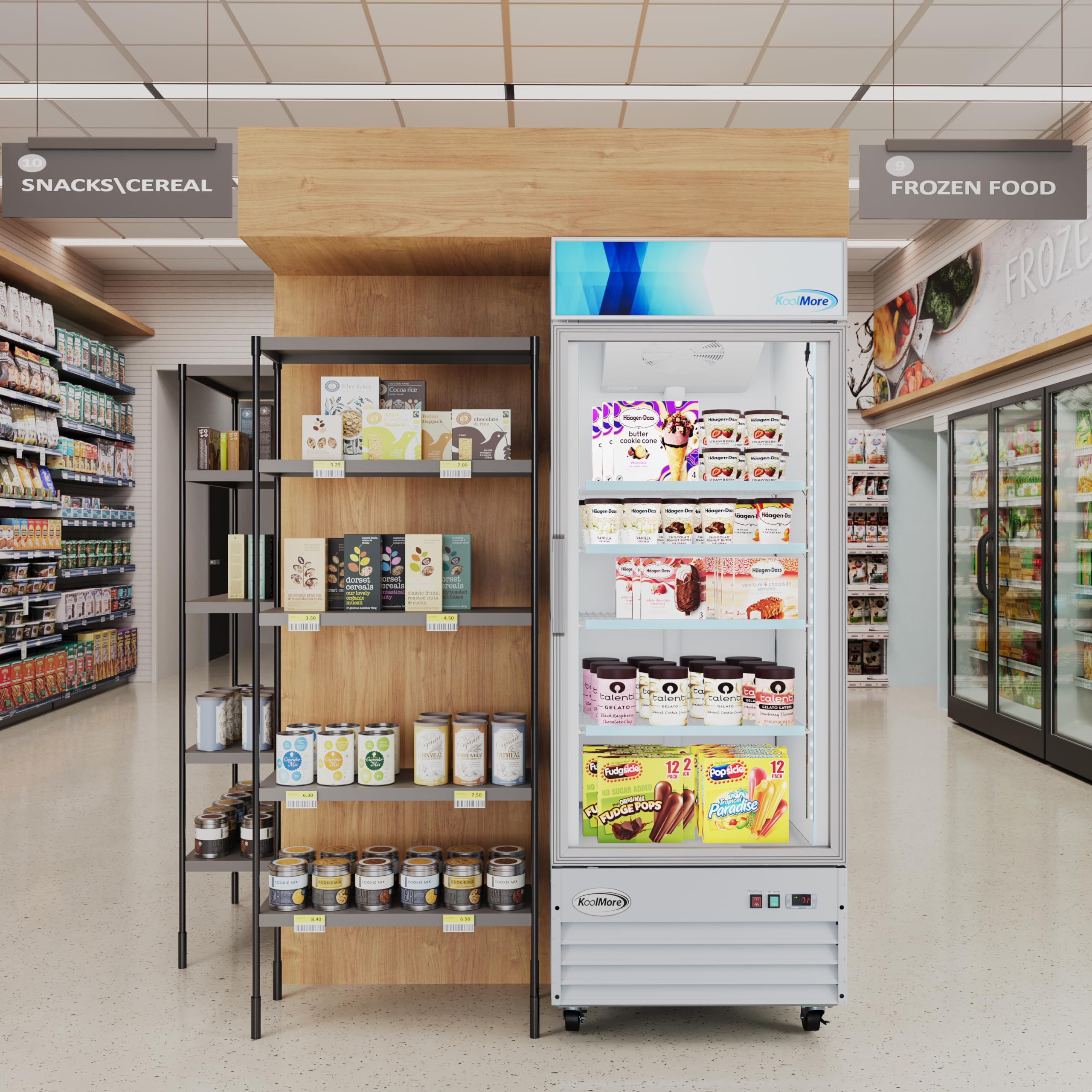 KoolMore 31 In. Commercial One Glass Door Display Upright Freezer Merchandiser In White 23 Cu. Ft. (Mdf-1gd-23c-Wh) on Fridge.com - View 3