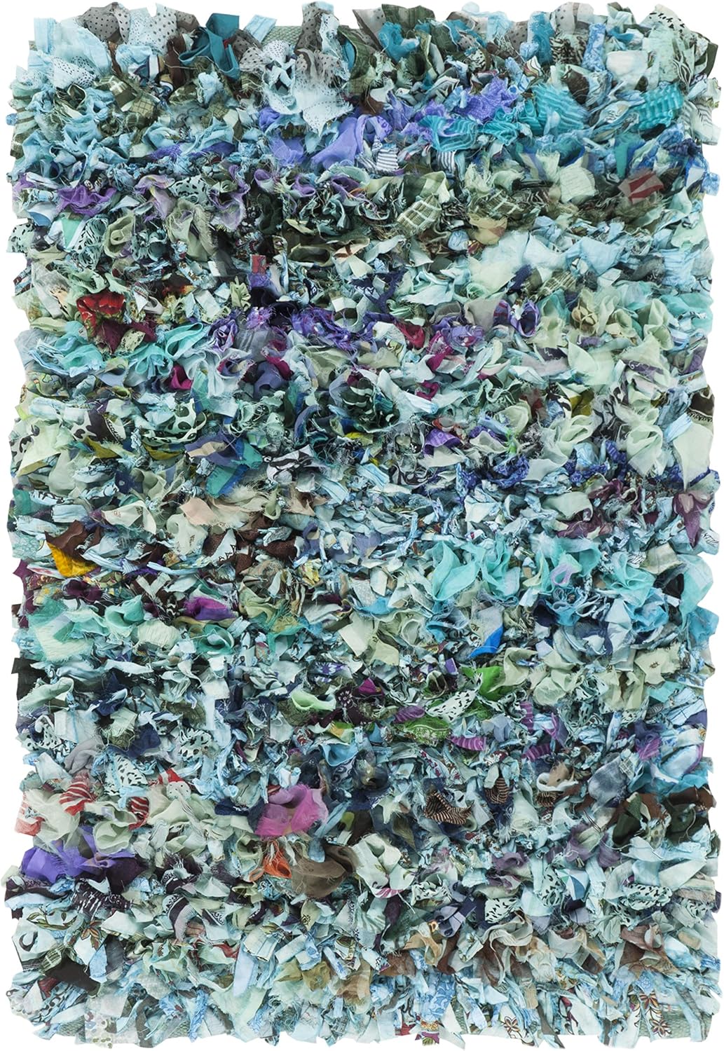 SAFAVIEH Rio Shag Collection Accent Rug - 2'6" x 4', Blue & Multi, Handmade Decorative, 3.5-inch Thick Ideal for High Traffic Areas in Entryway, Living Room, Bedroom (SG951M)