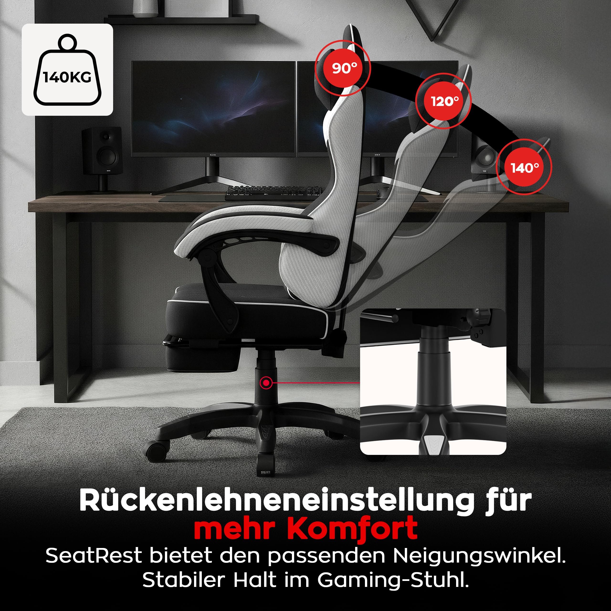 huzaro Force 3.7 Chaise Gaming Ergonomique, Dossier Inclinable, Blanc