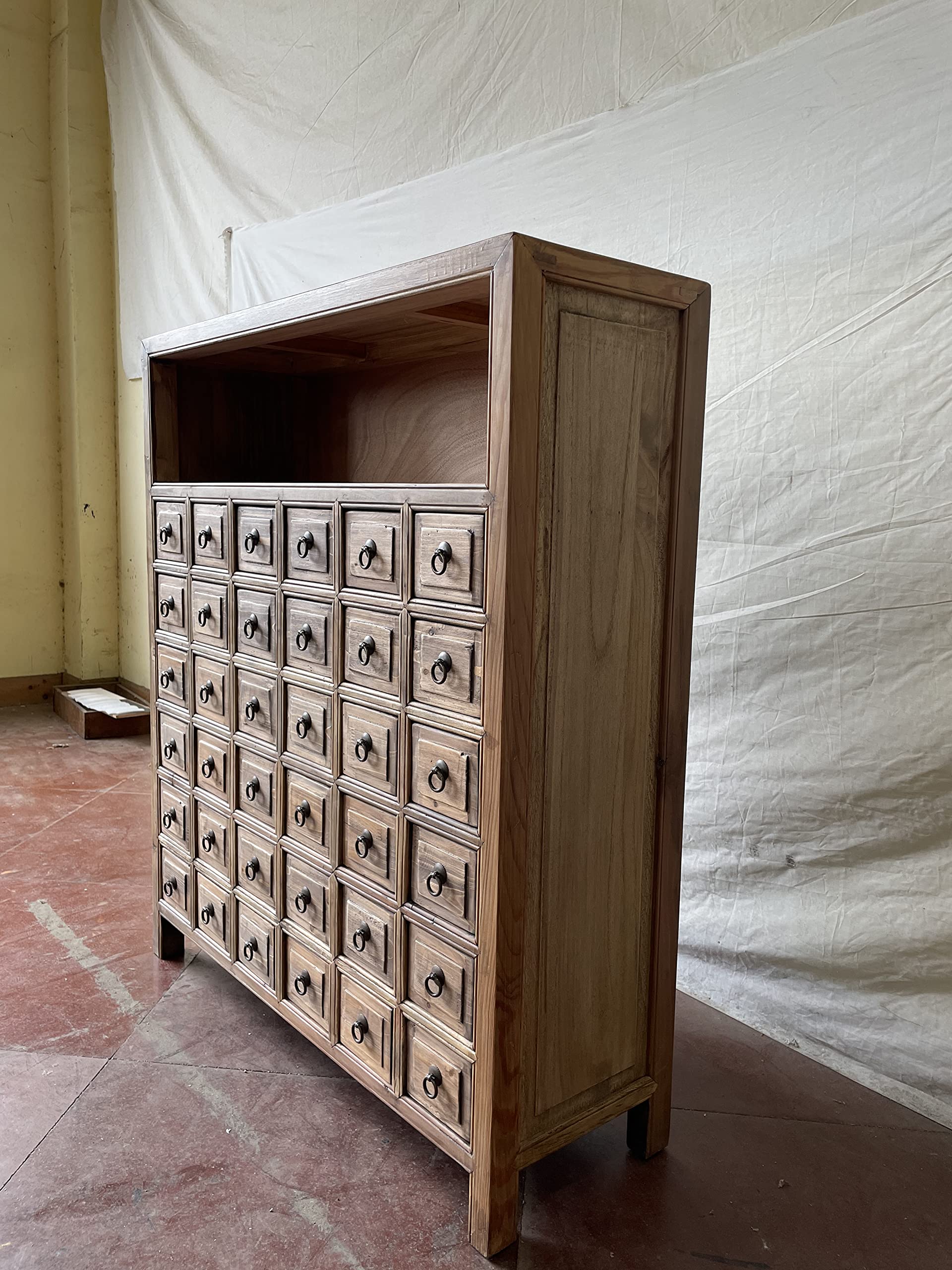 Antiker Apothekerschrank Aktenschrank Büroschrank Apotheke Schrank Sideboard Kommode Kommodenschrank Sideboardschrank mit 36 Schubladen Breite90xHöhe105cm Farbe Natur
