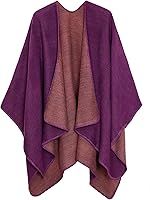 Vista 95 de Urban CoCo Poncho de colores para mujer, chal con frente abierto, color en bloques