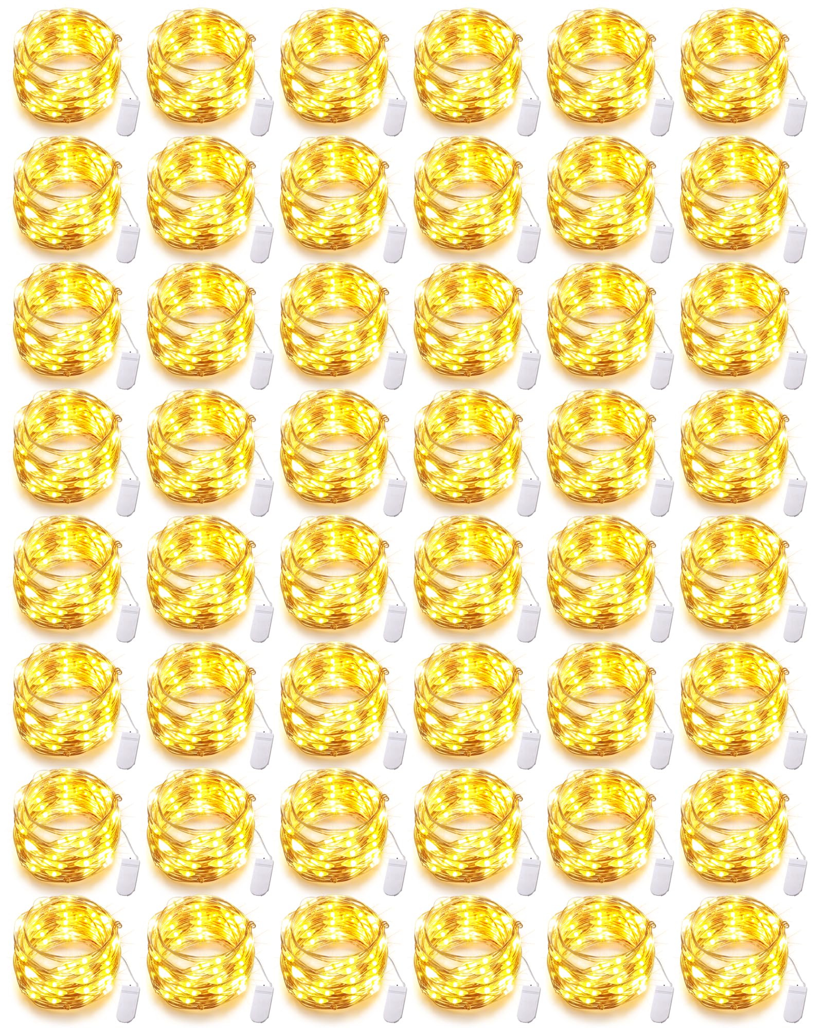 Riakrum Lot de 50 guirlandes lumineuses à 50 LED de 5 m, fonctionnant à piles, étanches, petites guirlandes lumineuses à DEL scintillantes pour pot étoilé pour bricolage, fête d'anniversaire, cadeaux
