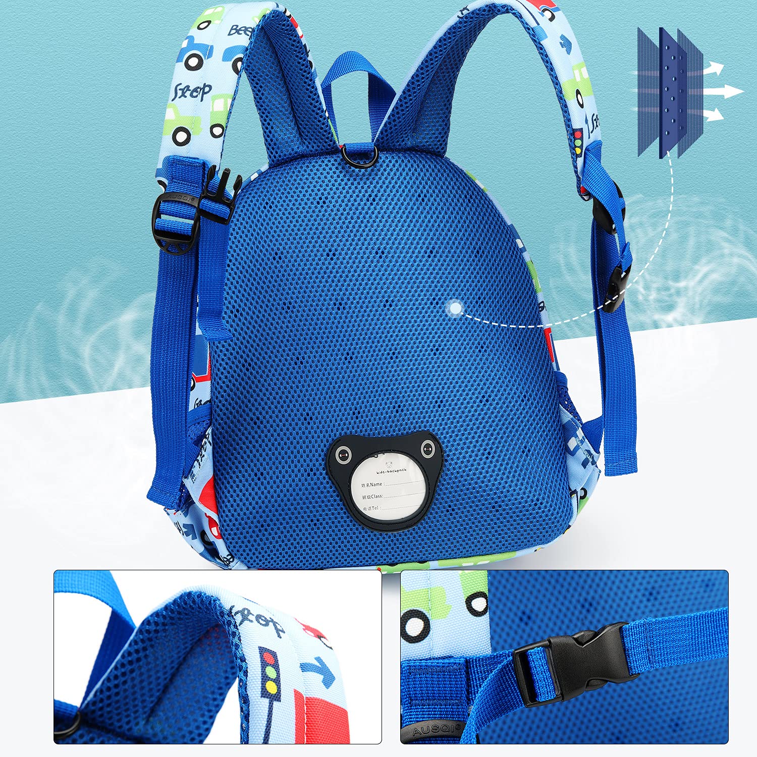willikiva Mochila de dinosaurio 3D para niños y niñas, mochila impermeable con arnés de seguridad para preescolar
