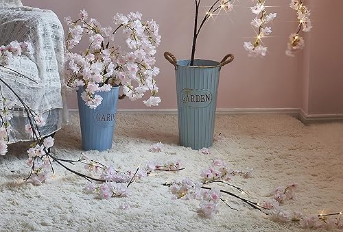 Miniatura 6 de LITBLOOM Guirnalda de flores de cerezo con luces, funciona con pilas, con temporizador, 96 luces de hadas, guirnalda de flores iluminada de 6 pies