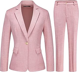 Women's Suit 2 Piece Set Business Pants Suit for Women Pinstripe Houndst...