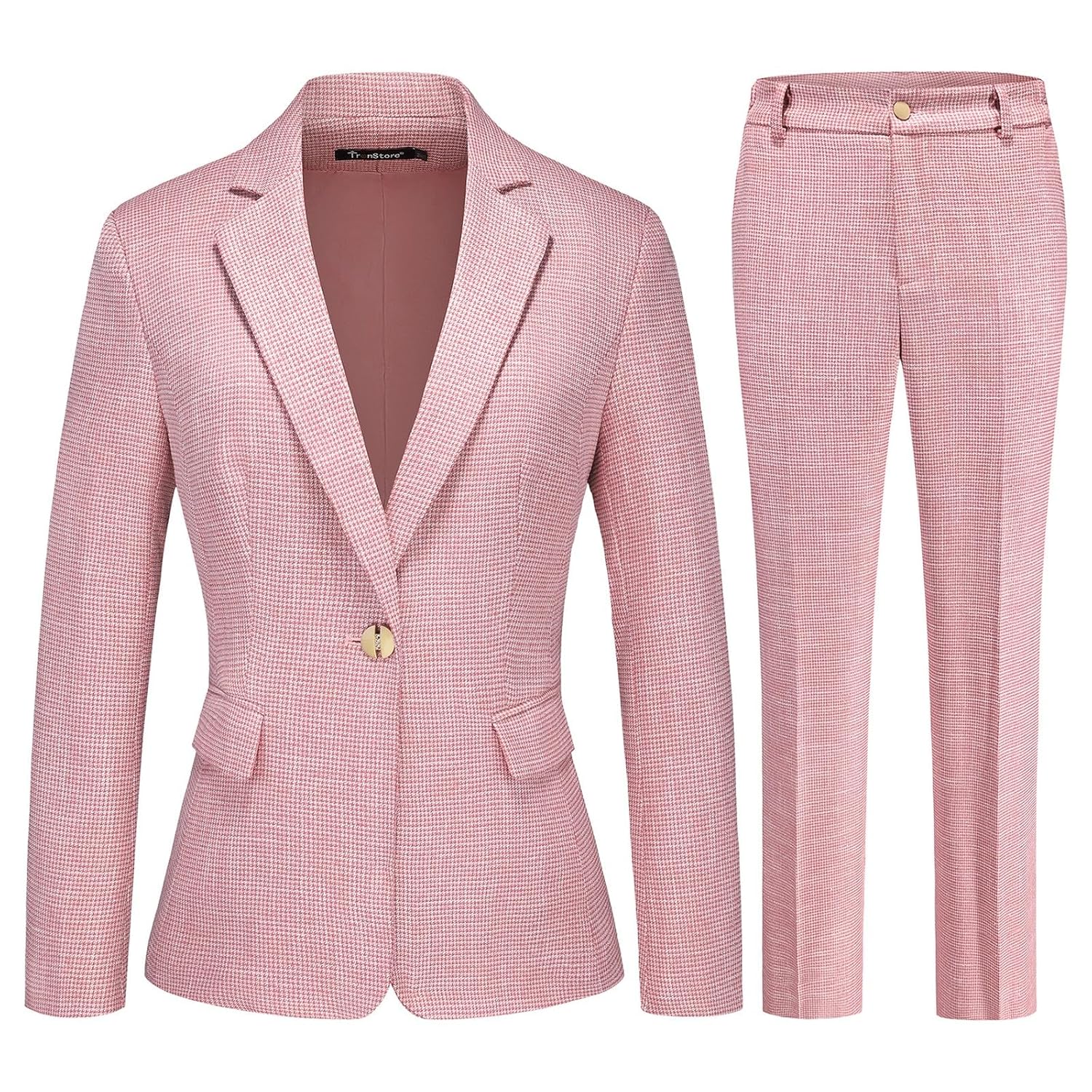 Womens Suit 2 Piece Set Business Pants Suit for Women Pinstripe Houndstooth Blazer