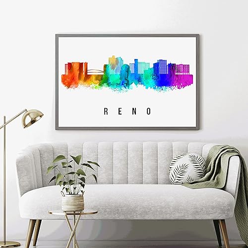 Miniatura 2 de Póster de Reno Skyline Nevada, pintura de paisaje urbano de Reno, póster de Reno Nevada, impresión de paisaje urbano de Nevada y monumentos, arte de