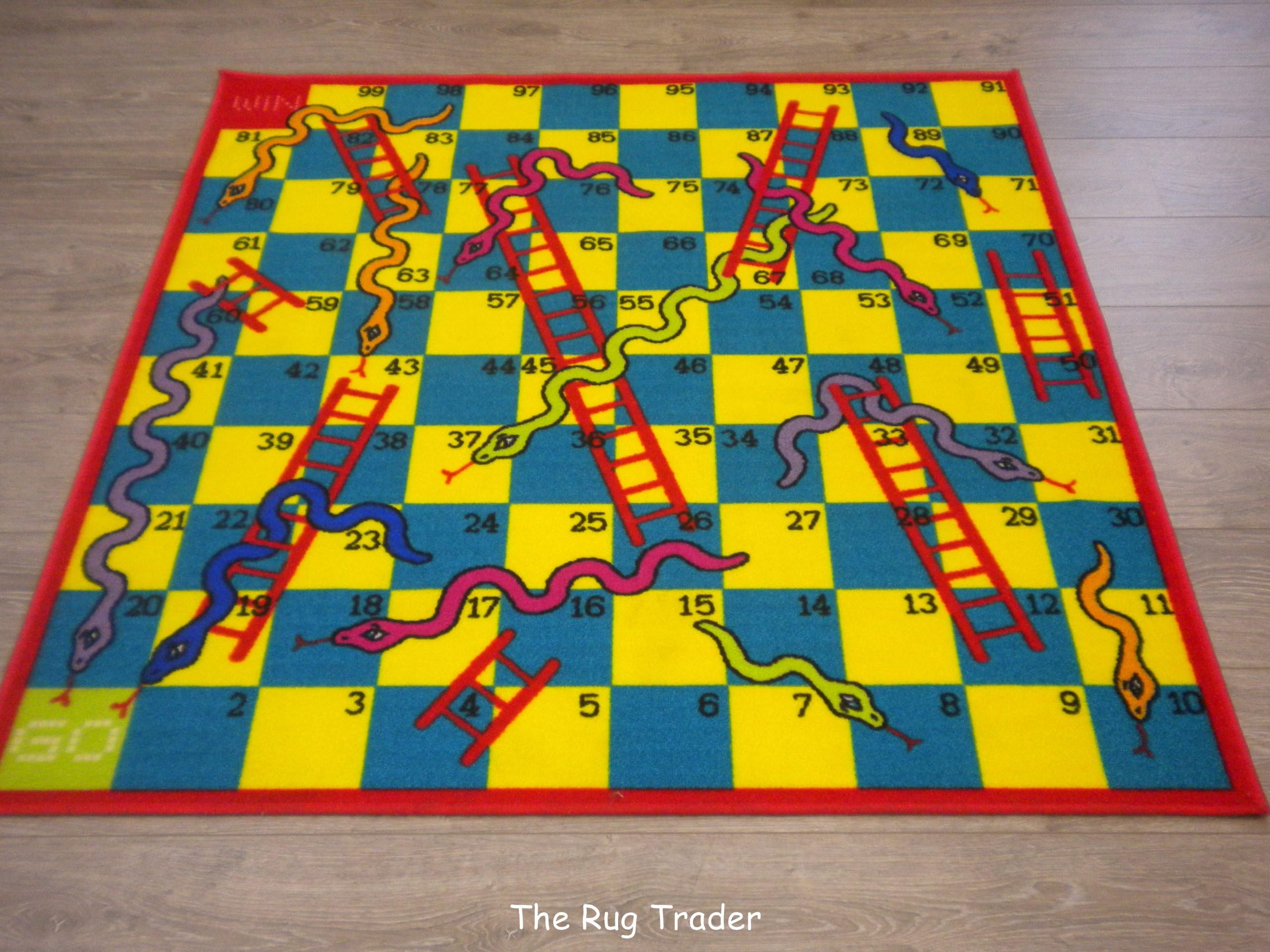 The Rug Trader Matrix Kiddy Washable Snake and Ladder Play Mat 133cm x 133cm Square