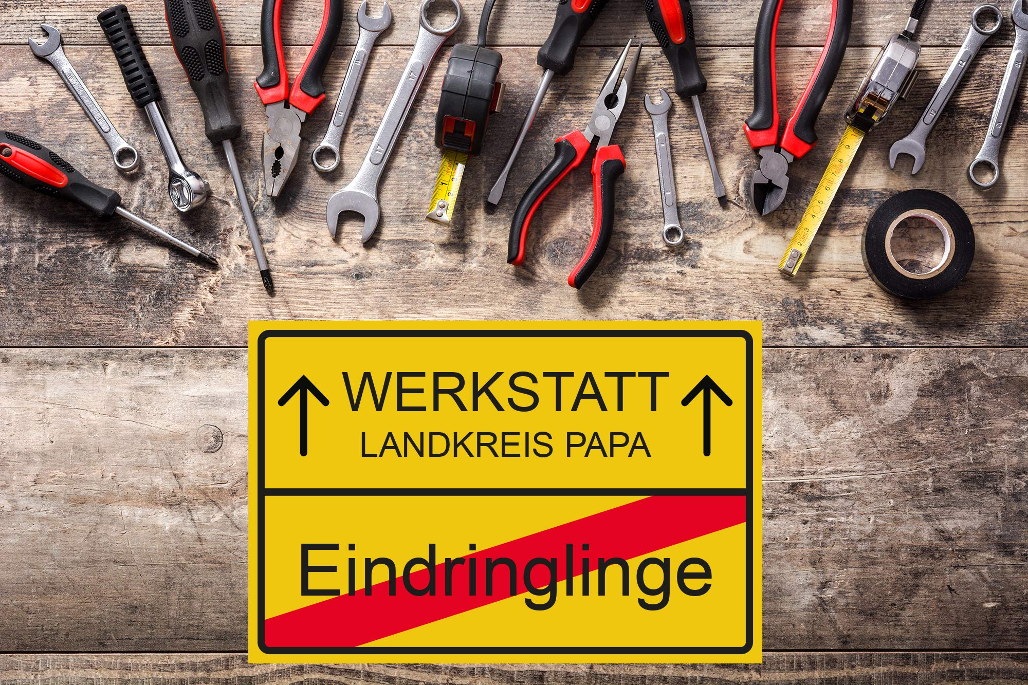 Werkstatt Schild Für Papa - Geschenkidee Zum Vatertag, Geburtstag Oder Weihnachten, 30x20 Cm Kunststoffschild