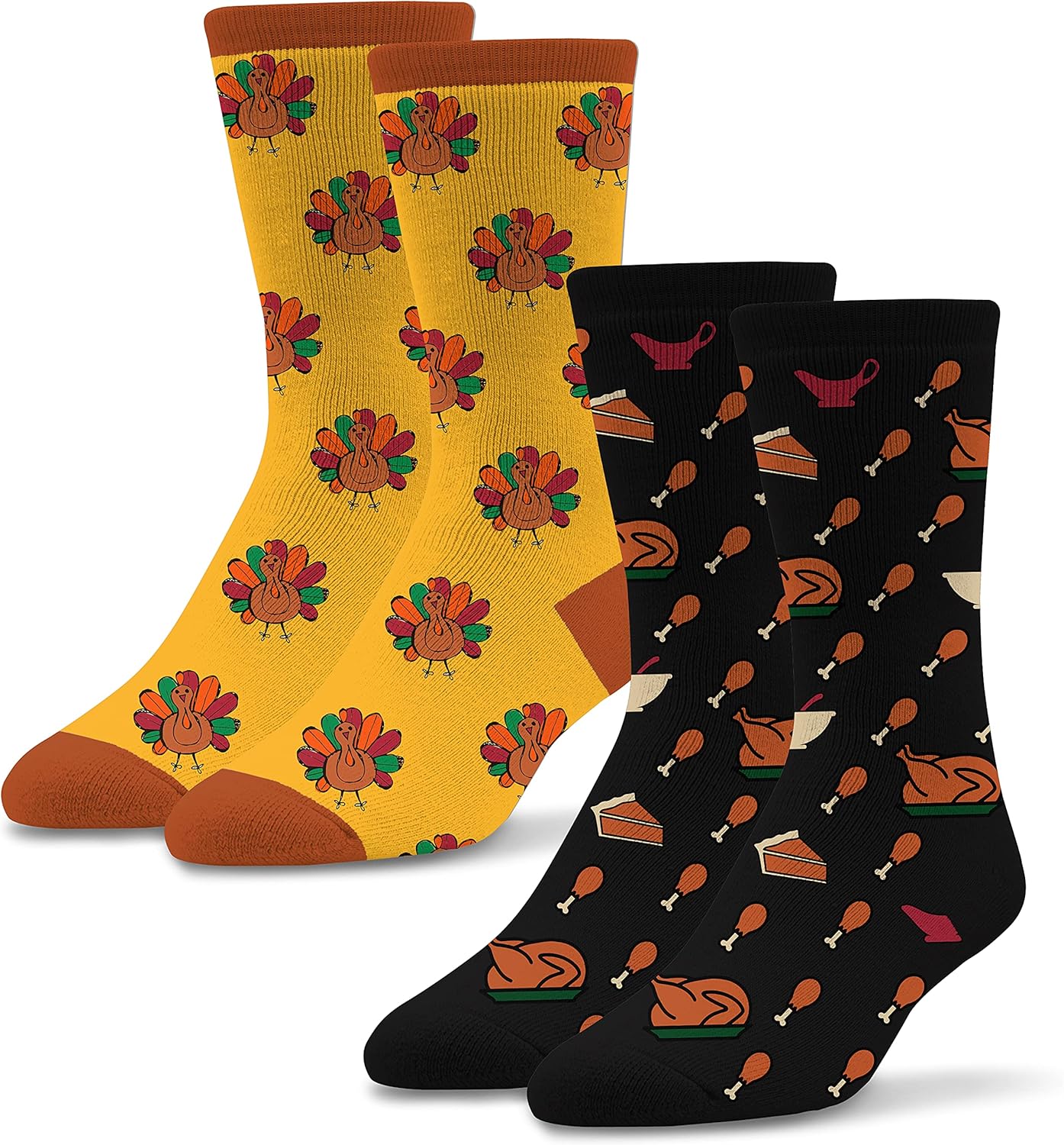 Socktastic Men's Gravy and Turkey Socks 2 Pack - Fun Novelty Thanksgiving Socks for Men, Fits Shoe Sizes 8-13, Large (M1510R_THANKS)