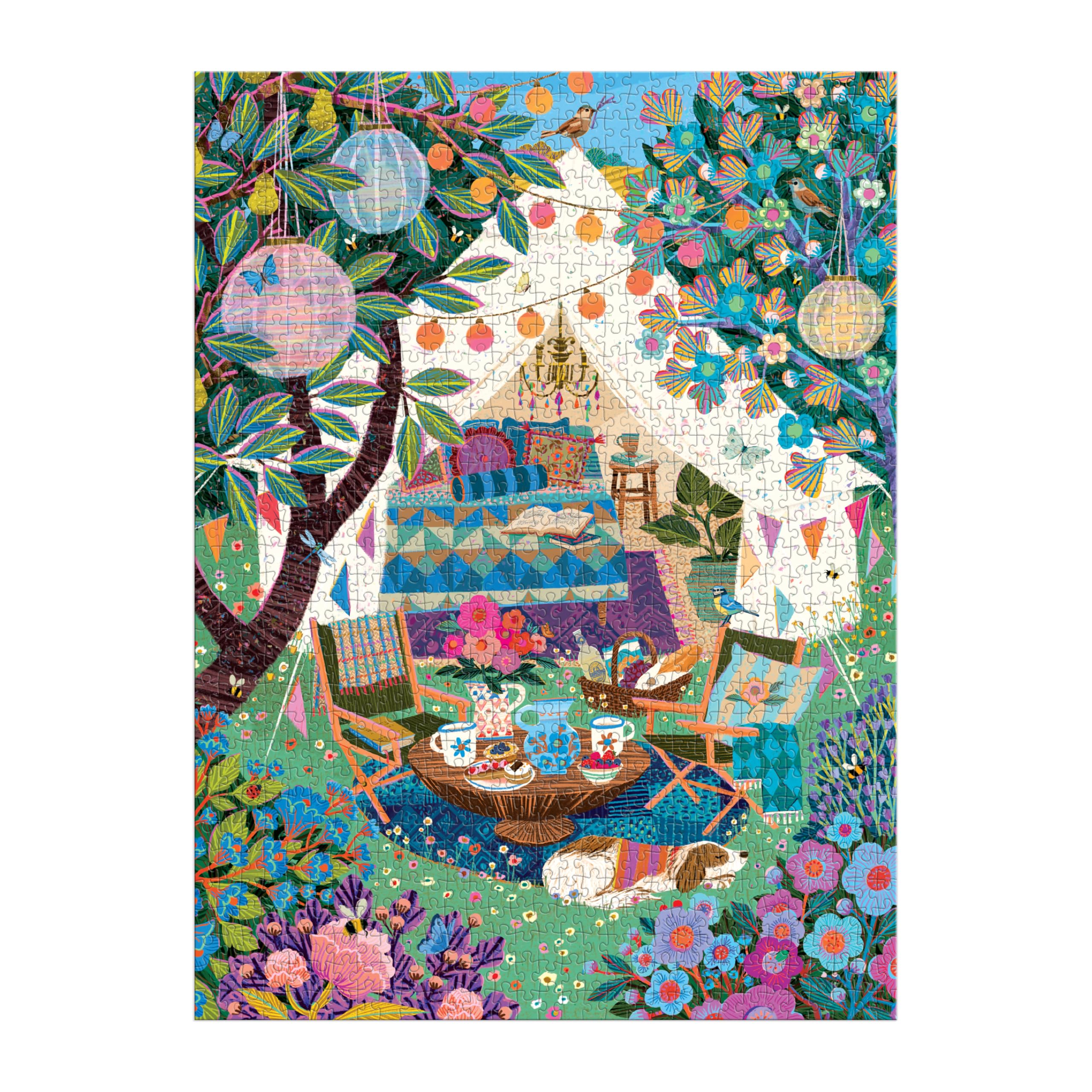 Galison Blooming Escape – 1000 Piece Jigsaw Puzzle Featuring Beautiful Artwork of A Luxurious Camp Scene - 4