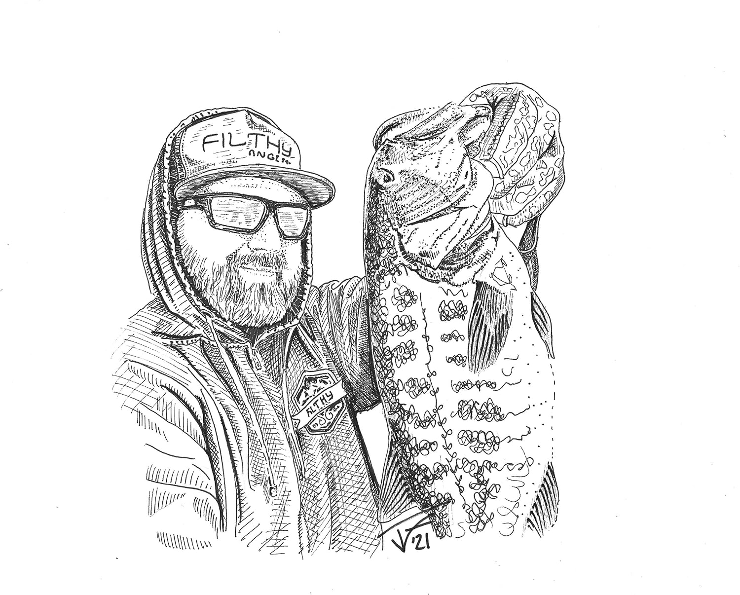 Fishing Portrait from a photo Custom Personalized Gift for Angler Fisherman from Fishing Artist