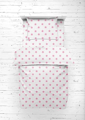 Miniatura 4 de Bacati - Juego de sábanas de muselina Ikat Stars de 3 piezas para niñas pequeñas, 100% algodón, incluye sábana bajera, sábana superior y funda