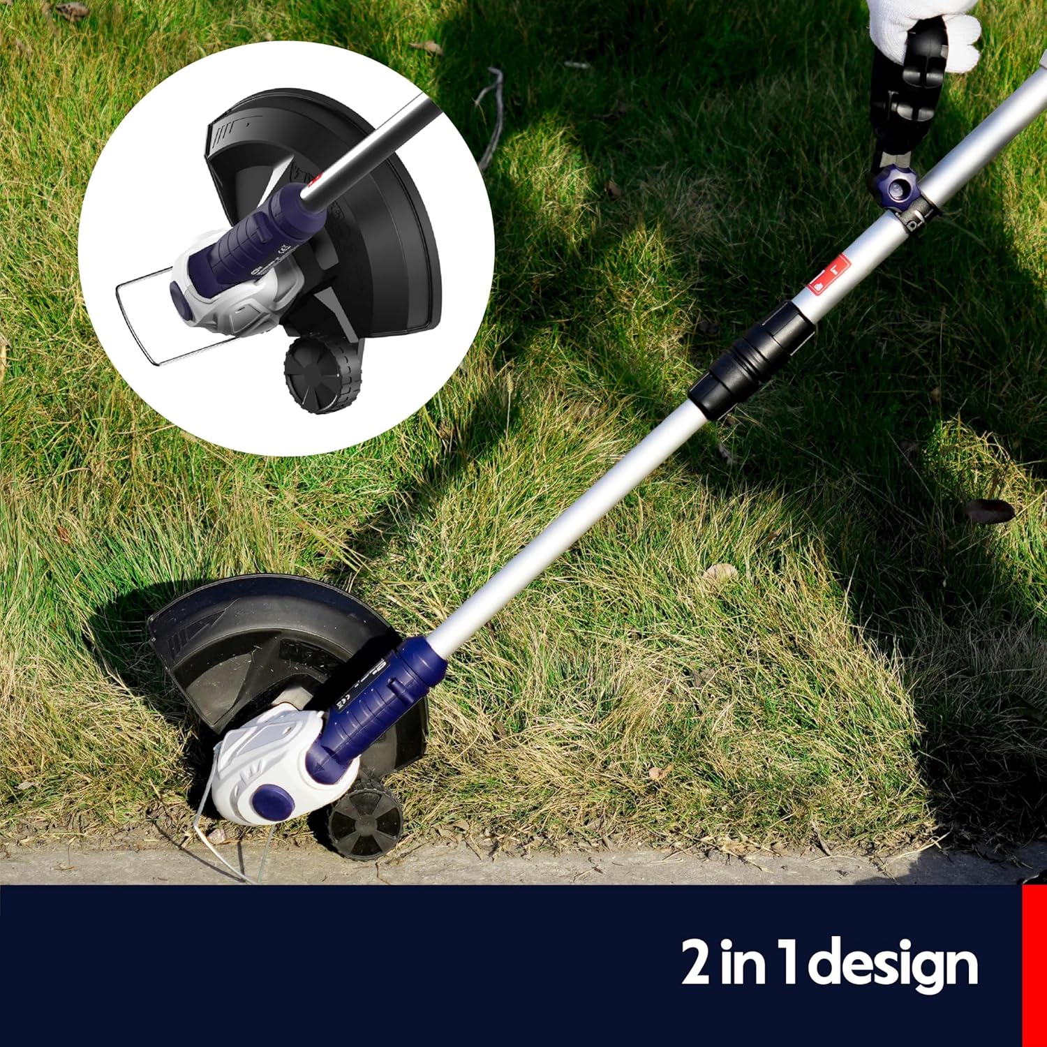 QWD 20v Cordless String Trimmer,Edger & Weed Trimmer (Battery & Charger Included),12 Inches,with 6 pcs Grass Cutter Spool line.