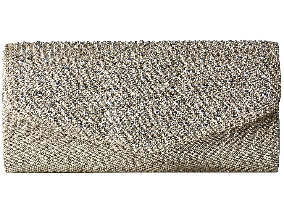 

Jessica McClintock Harley Lurex Stones Elongated Clutch (Light Gold) Clutch Handbags