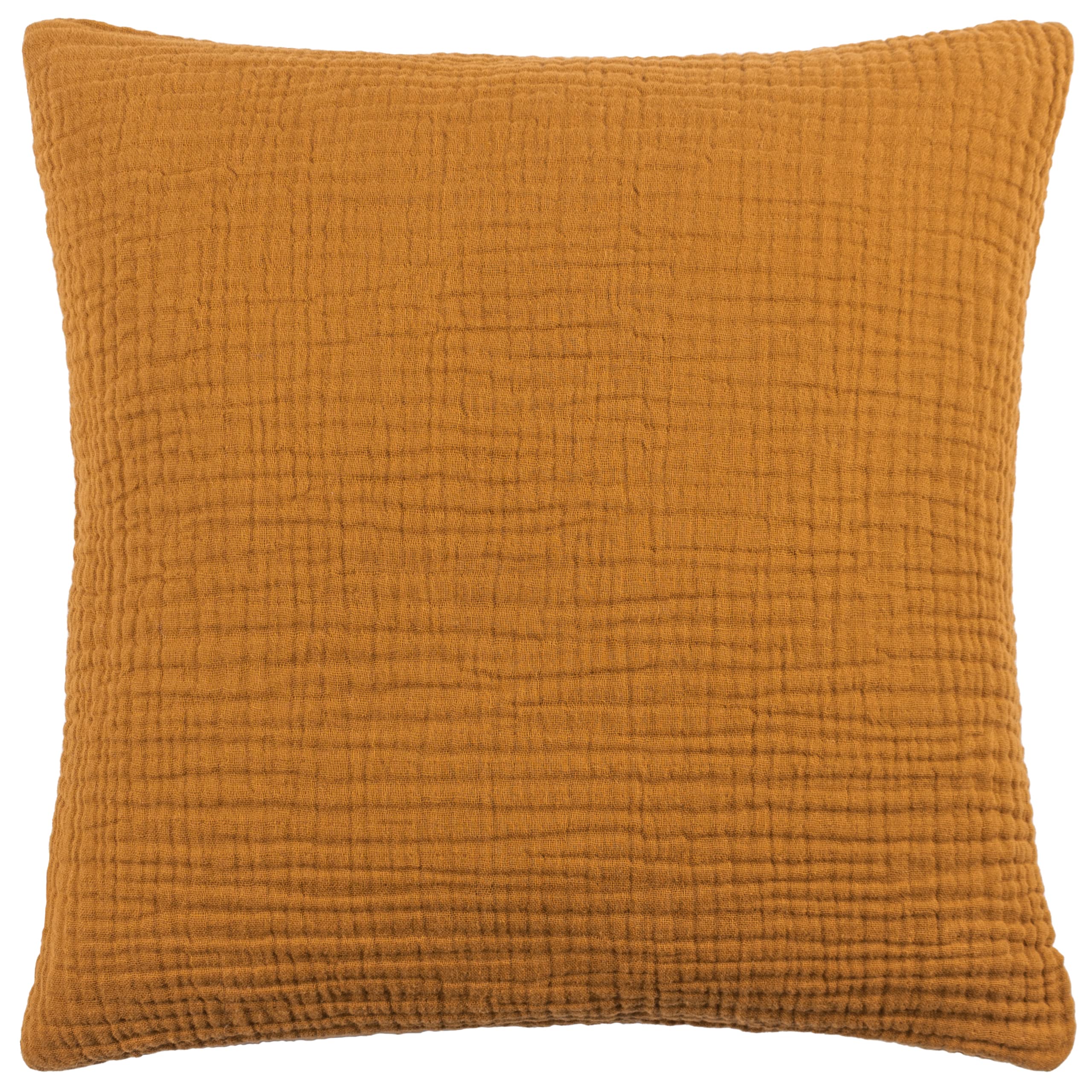 Yard furn Lark Polyester Filled Cushion – Soft Minimalistic Textured Muslin Cotton Decorative Pillow (Cumin – 45x45cm)