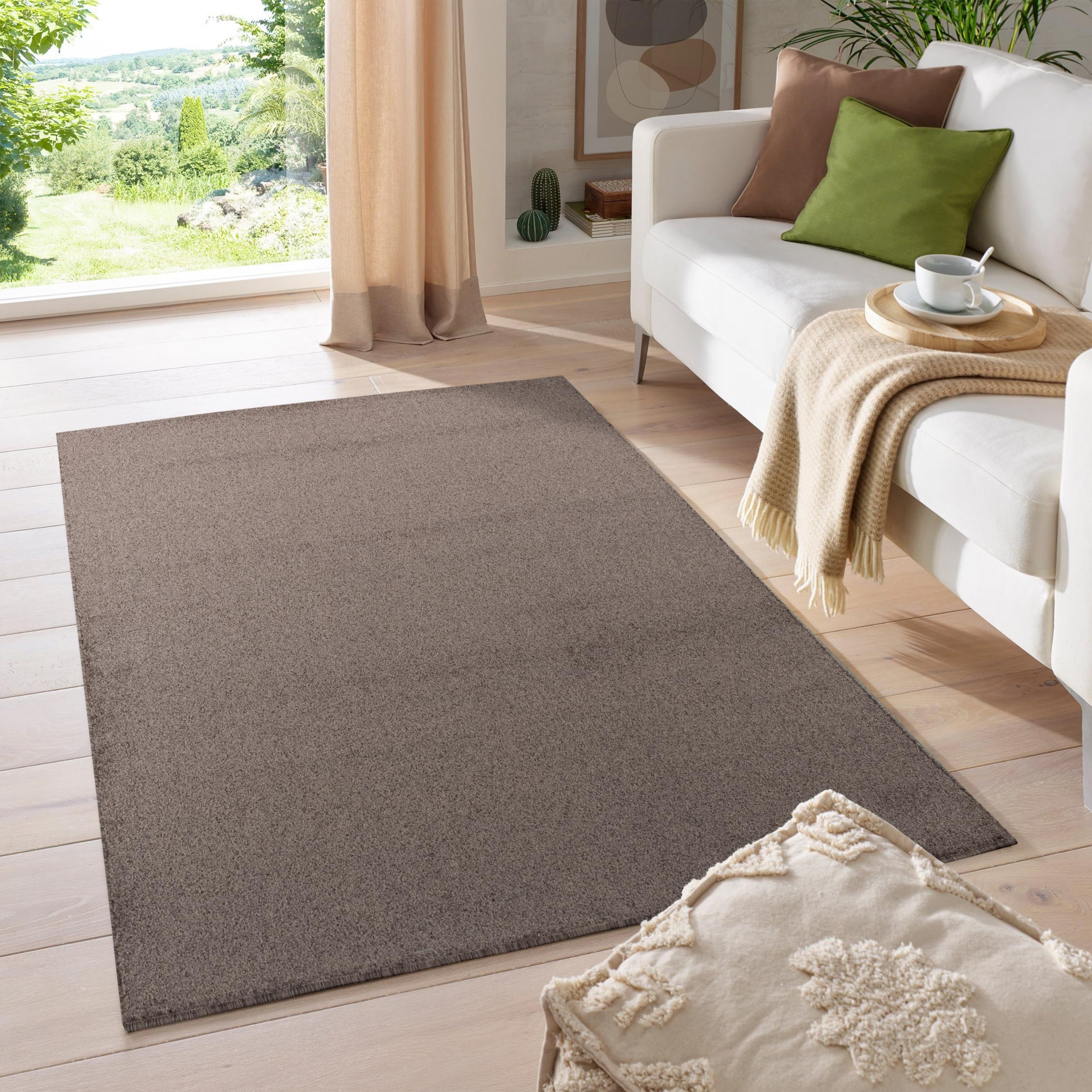 HomebyHome Alfombra Salon de Pelo Corto 200x300 (200x290 cm) Mocca - Alfombras de Habitacion Diseño óptica Gabbeh Sala de Extrasuave - Moderna Alfombra Cocina, Alfombra Dormitorio, Tapete Sala