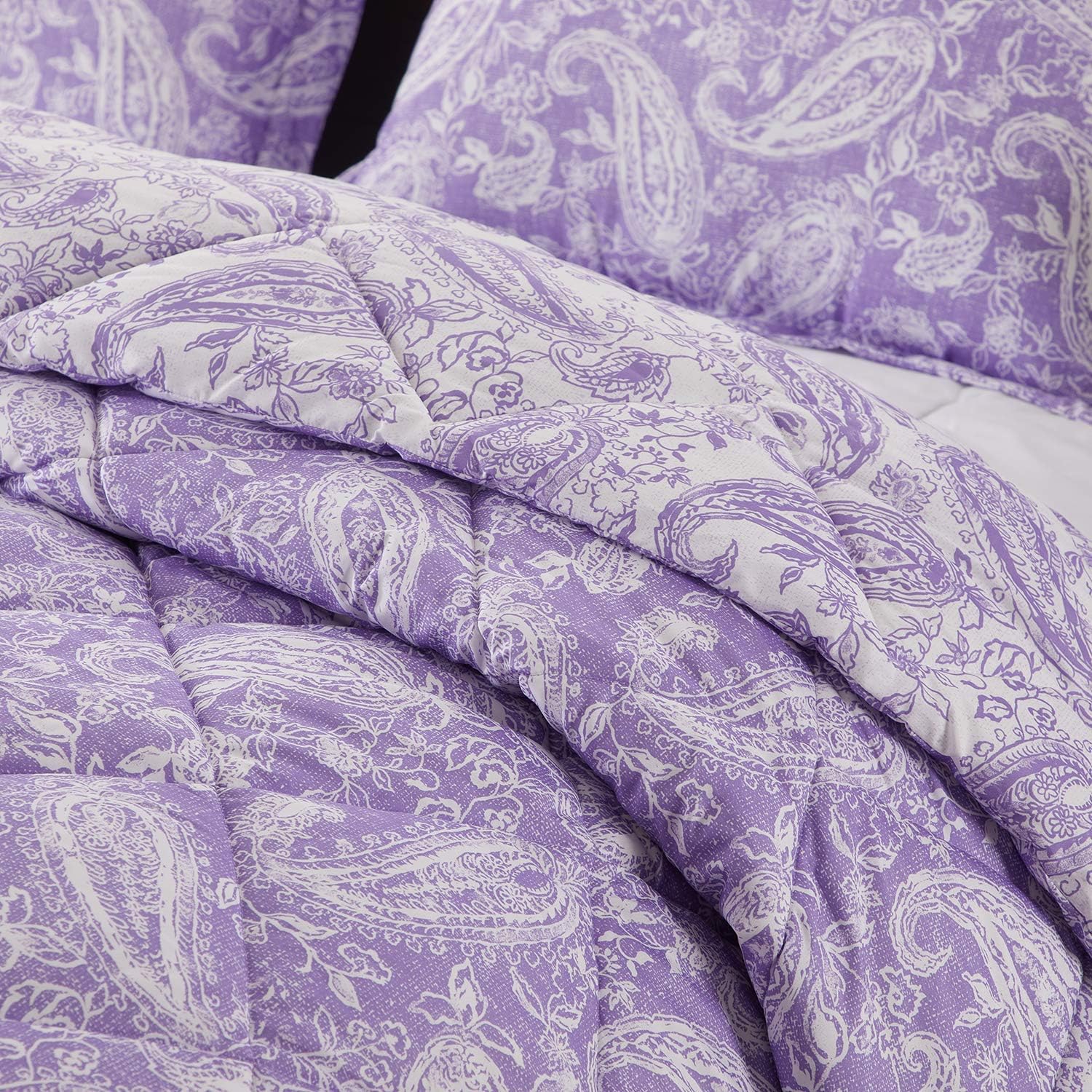 downluxe Down Alternative Twin Comforter Set - Reversible Paisley Design Comforter with 1 Pillow Sham, Sand Verbena