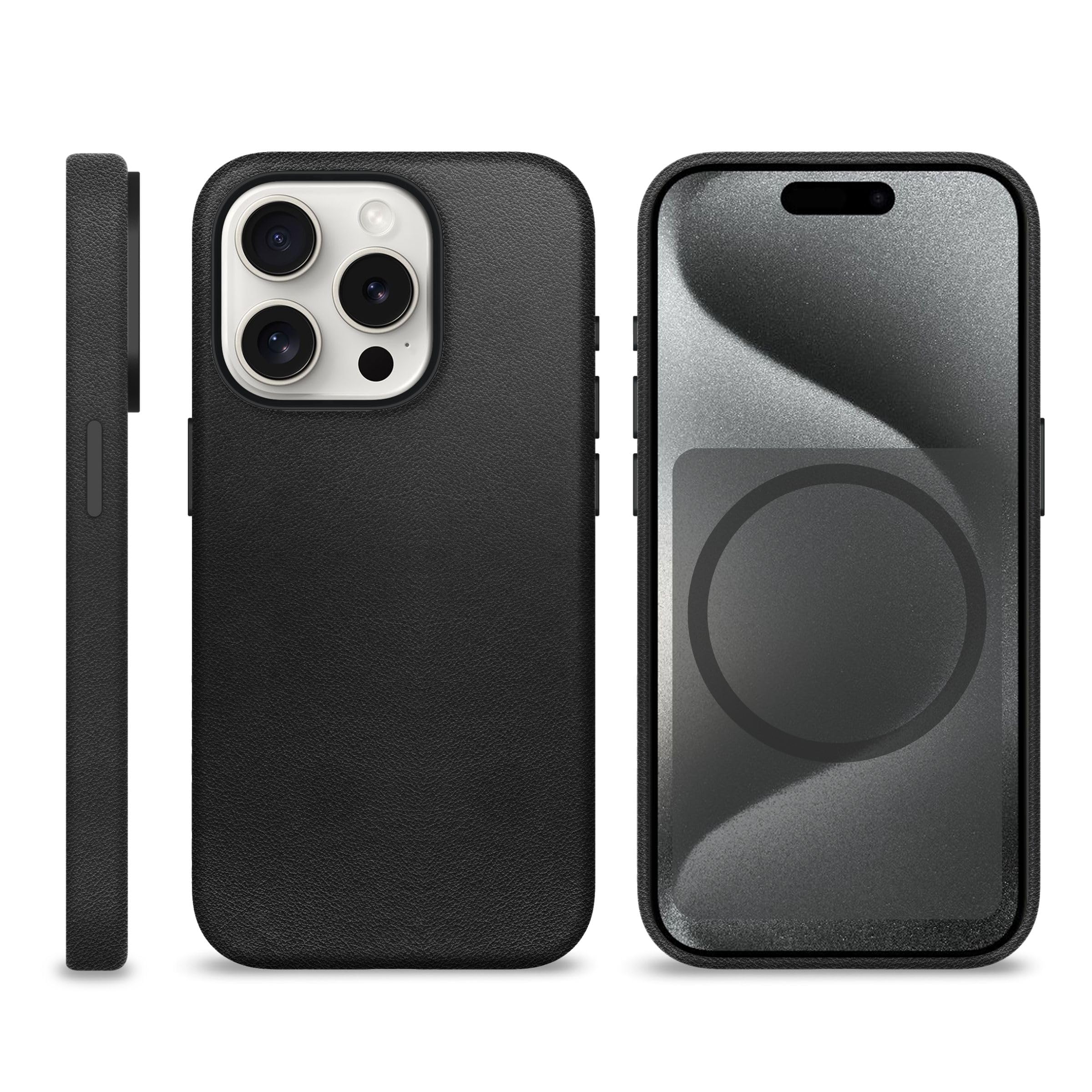 Tint Designed for iPhone 15 Pro Max Leather Case Cover, Genuine Italian Leather Case for iPhone 15 Pro Max, Built-in Magnets for Mag Safe Charging,Black (B0DJ1K9R3J) Amazon Price History, Amazon Price Tracker