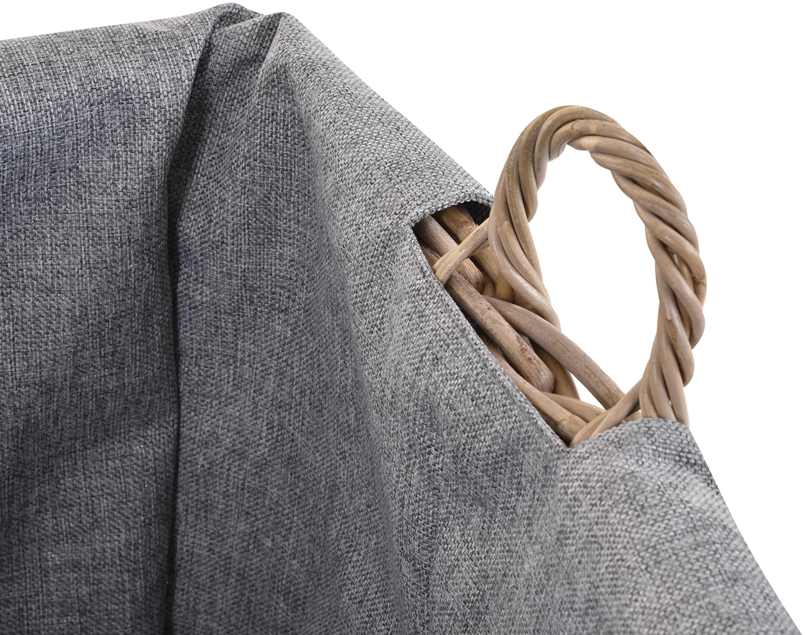 Duży kosz na drewno, naturalny rattan, XL, kosz z wsypy, kosz dekoracyjny, kosz na drewno kominkowe, uniwersalny kosz z jutą (średni, szary, naturalny – kwadratowy)