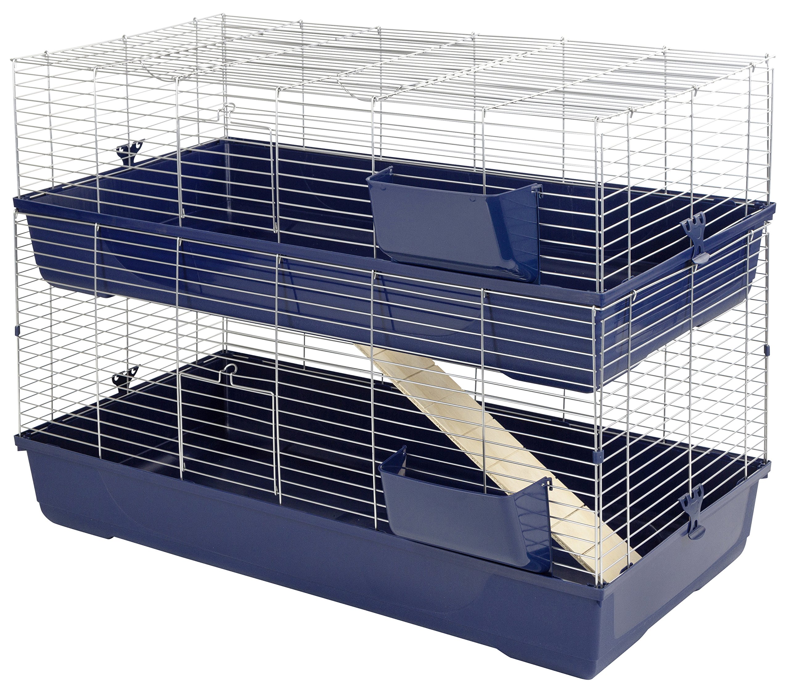 Kerbl Kleintierkäfig Maxi Baldo Twin (L x B x H 120 x 58 x 86 cm, Farbe dunkelblau, Gitterabstand 2,2 cm, mit klappbarem Gitter) 81705
