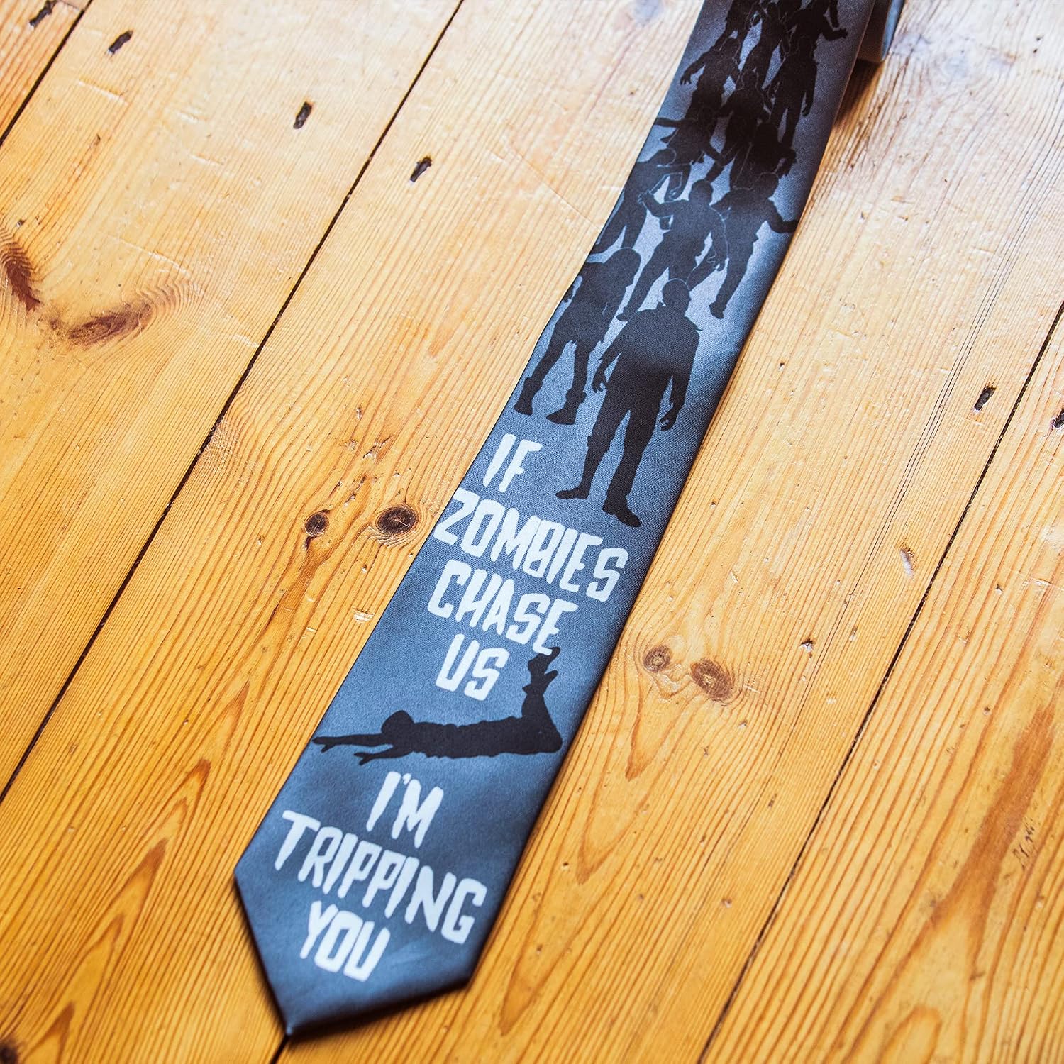 If Zombies Chase Us I'm Tripping You Funny Halloween Tie for Men | Funny Zombie Tie for Men,Quirky Undead Novelty Gift, Funny Necktie, Halloween , Cool Zombie, polyester, Men's Novelty