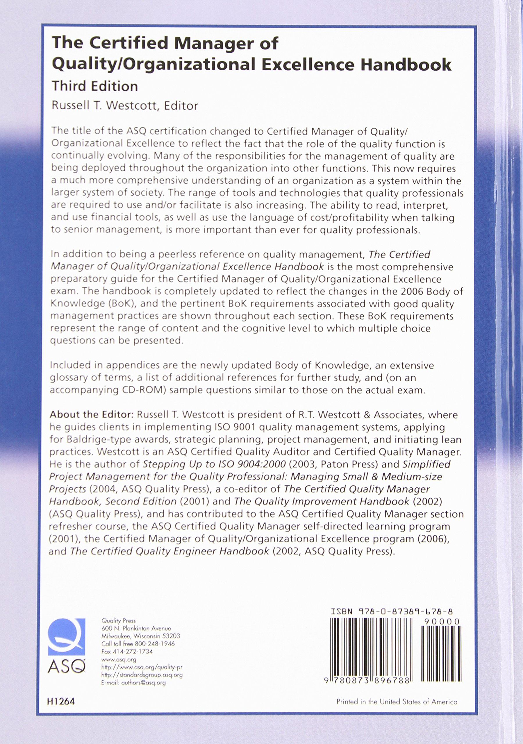 The Certified Manager of Quality/Organizational Excellence Handbook