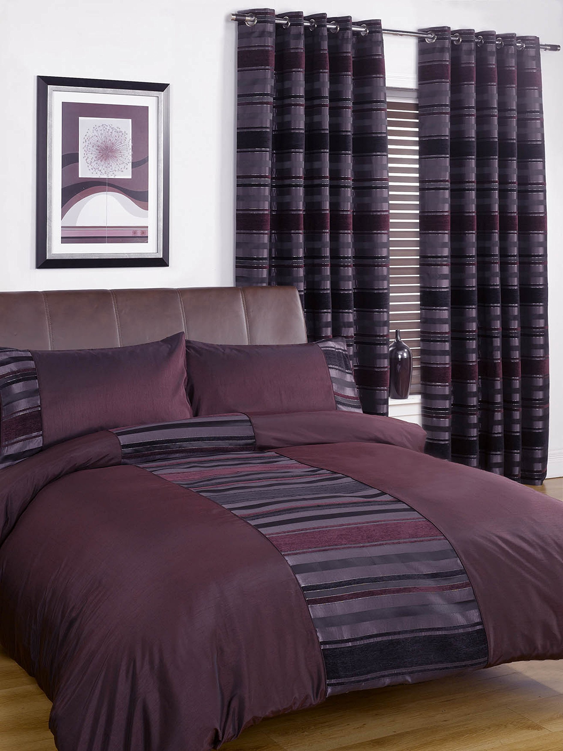 Rapport New York Eyelet Curtains, 46" x 90" - Aubergine, W 46" x L 90" (1 Panels)