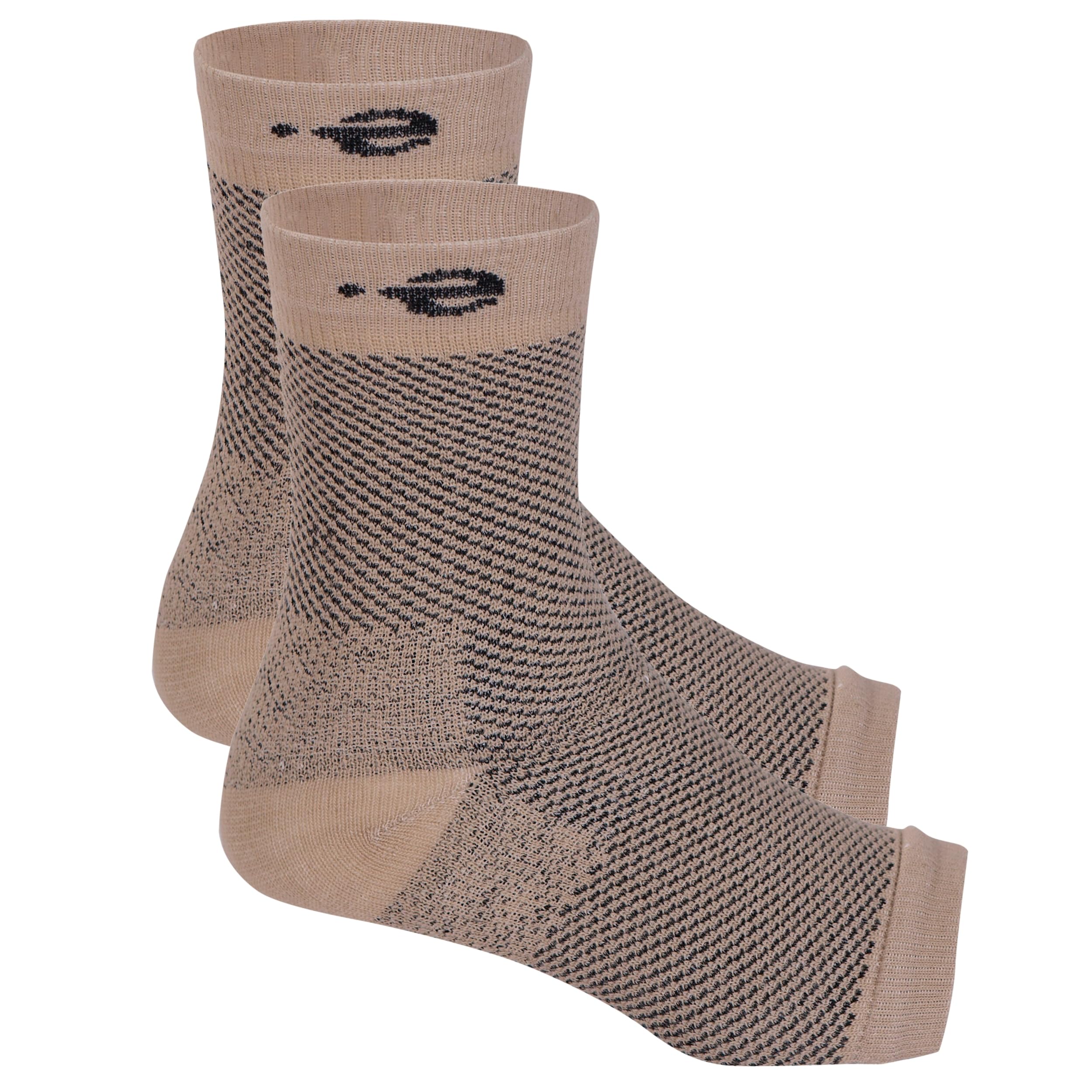 Compression Socks Open Toe | Bamboo Cotton Socks Women | Ecosync | Nano Socks for Men Neuropathy | Beige | Plantar Fasciitis | Arch Support | Foot & Ankle Swelling | Heel Pain | Injury Recovery-image-45