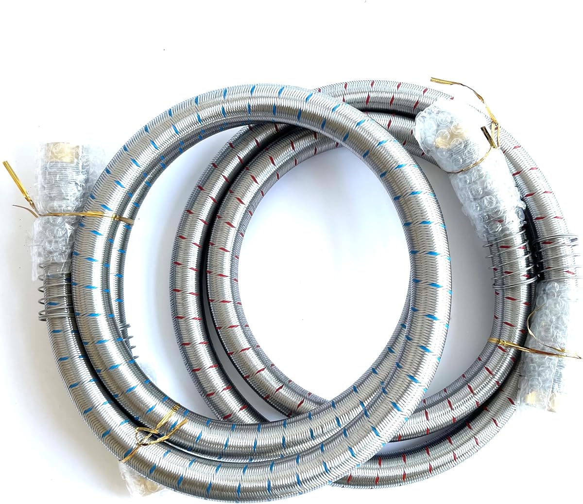 2-Pack Industrial Grade Premium Washer Hoses 1/2" fitting ID - No-Lead Burst Proof Red and Blue Lined Water Inlet Supply Lines - Universal Connection - 10 Year Warranty (6FT)