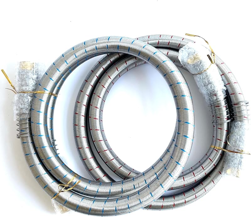 2-Pack Industrial Grade Premium Washer Hoses 1/2" fitting ID - No-Lead Burst Proof Red and Blue Lined Water Inlet Supply Lines - Universal Connection - 10 Year Warranty (6FT)