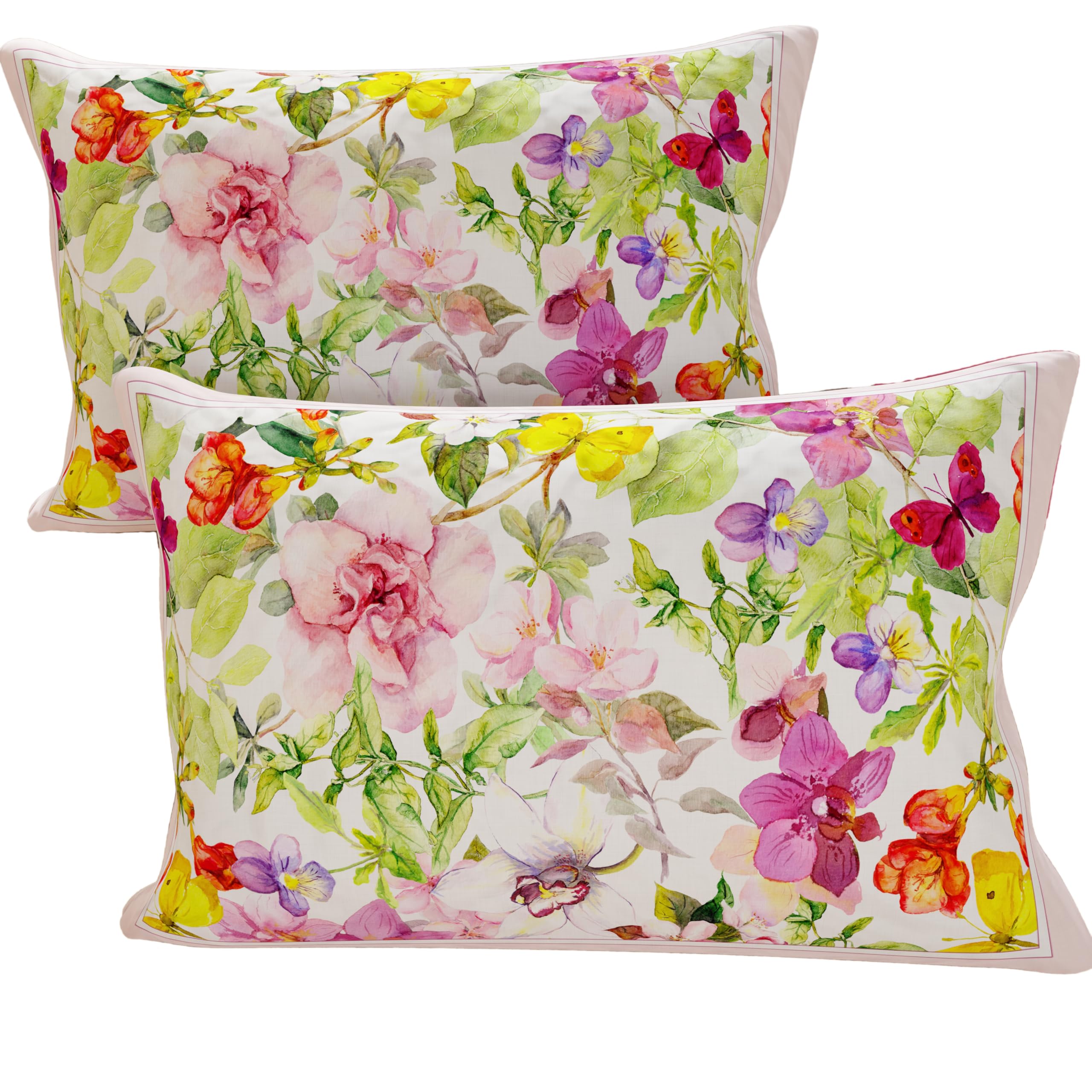 PETTI Artigiani Italiani Pair of Pillow Cases 50 x 80 cm Hypoallergenic Microfibre Pillowcases Made in Italy Butterfly
