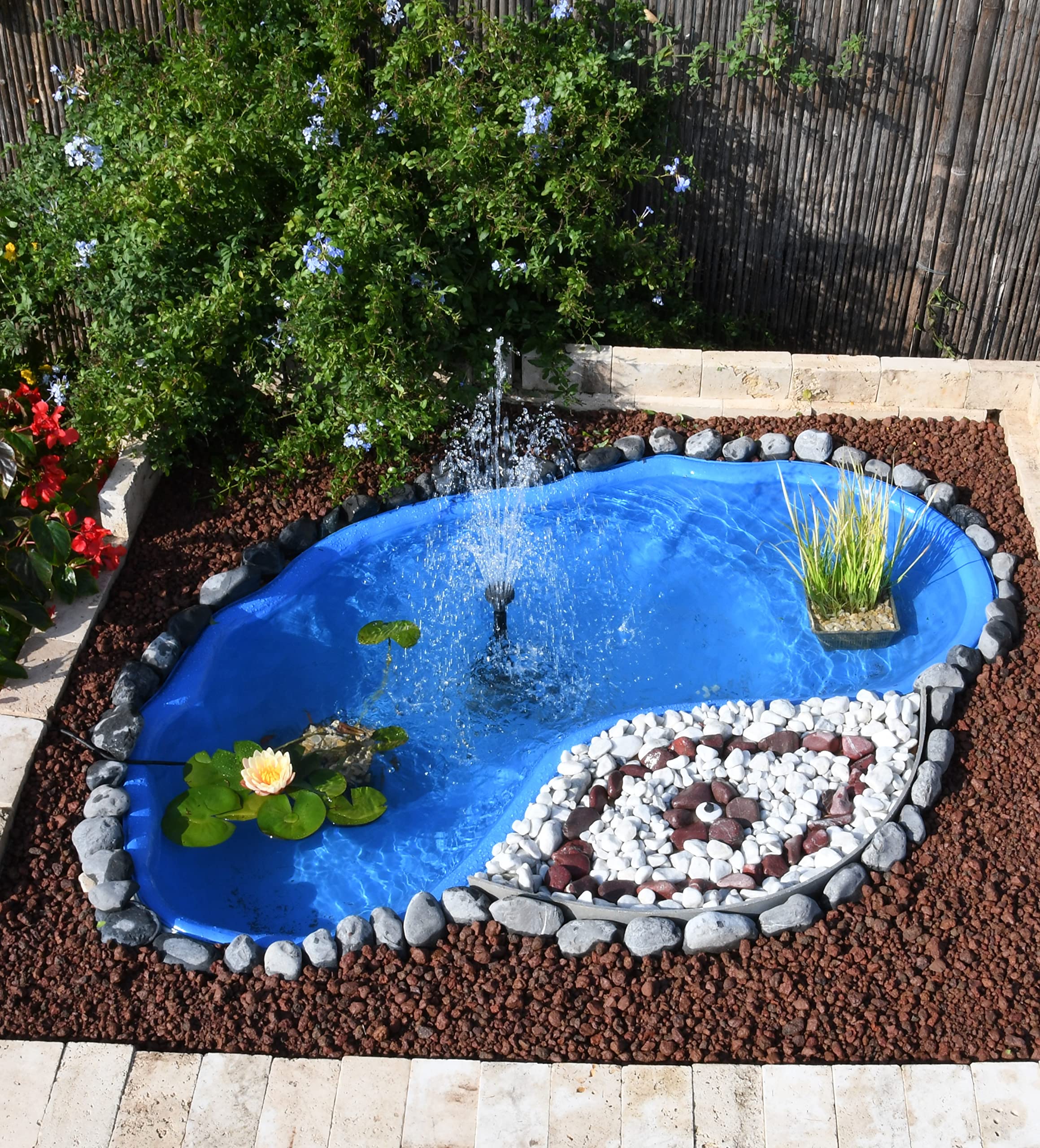Giardini d'Acqua Estanque Preformado Modelo Nemi Azùl 180 x 100 x 36 Capacidad 270 Lt Pecera Plantas Palustres Bricolaje Jardin