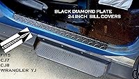 Vista 7 de Se adapta a Jeeep Wrangler YJ-CJ7-CJ8 Black Diamond Plate Large alféizar guardias de entrada 1976-95