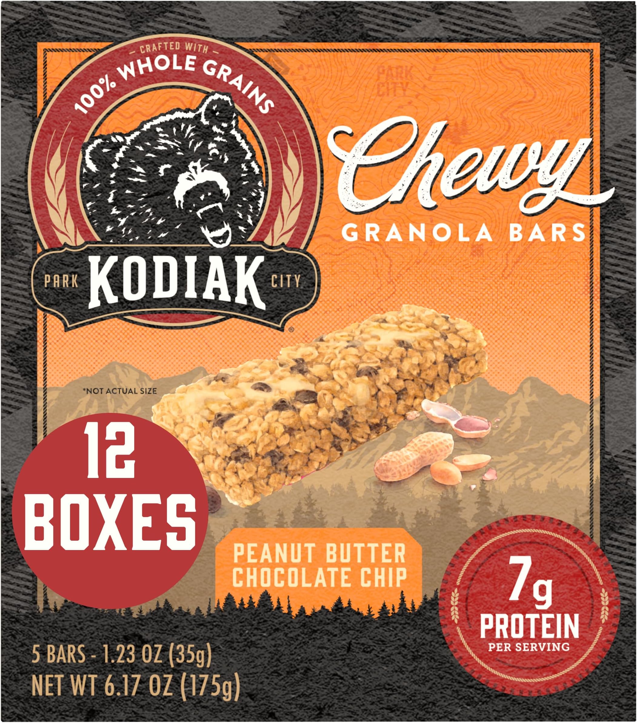 Kodiak Chewy Granola Snack Bars, Peanut Butter Chocolate Chip, High Protein, 100