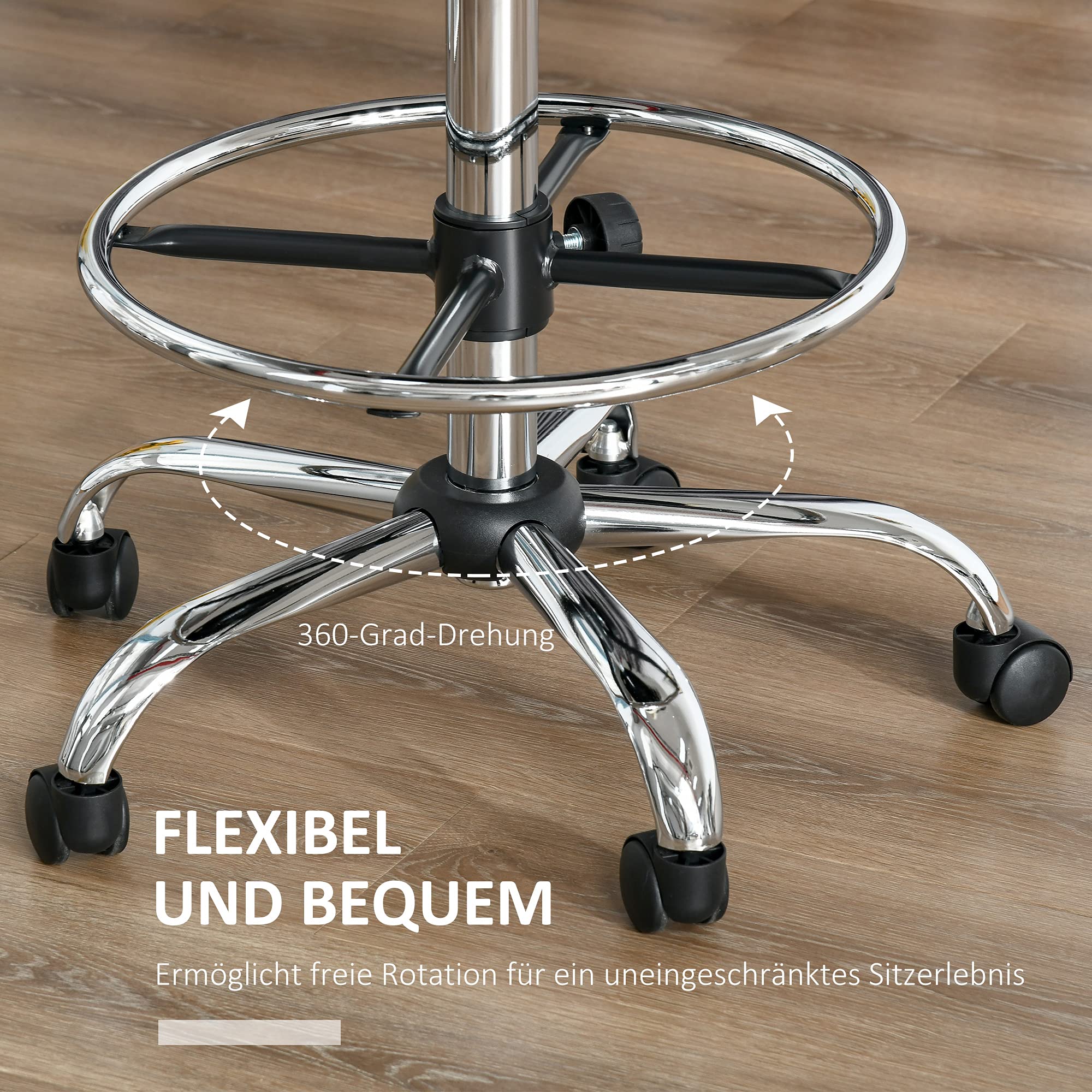 HOMCOM Barhocker Gepolstert Metallgestell Lehne Höhenverstellbar Beige
