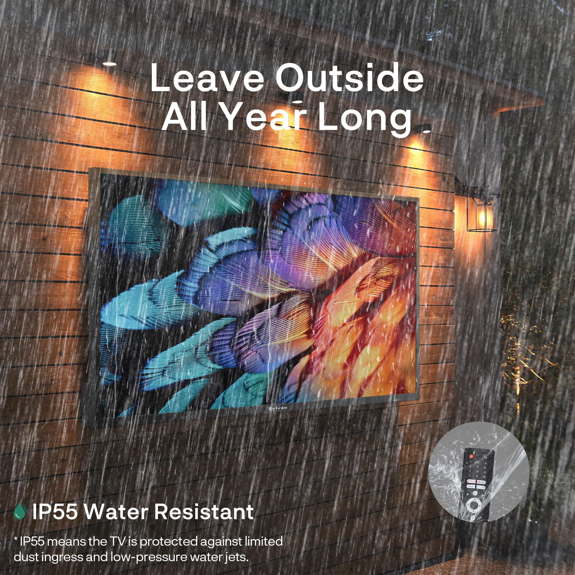 SYLVOX New 75” Outdoor Smart QLED TV, Superior Waterproof Performance, Upgraded Matte Finish for Enhanced Anti-Glare Effect, Full Metal, with Dolby Atoms, 2000nits, Full Sun Pool Pro QLED 2.0+ Series