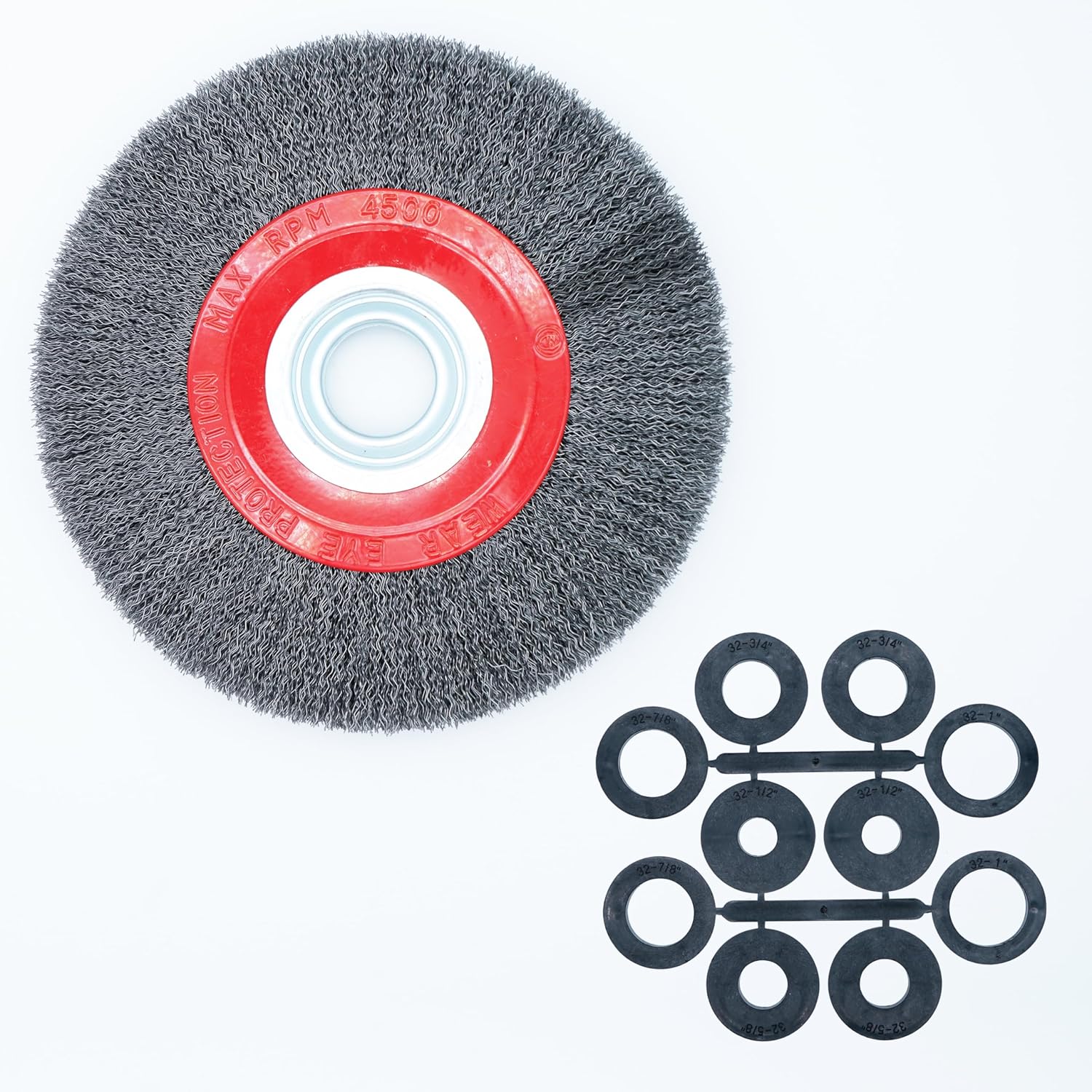 8inch Bench Wire Wheel Brush Set with Coarse Crimped Steel